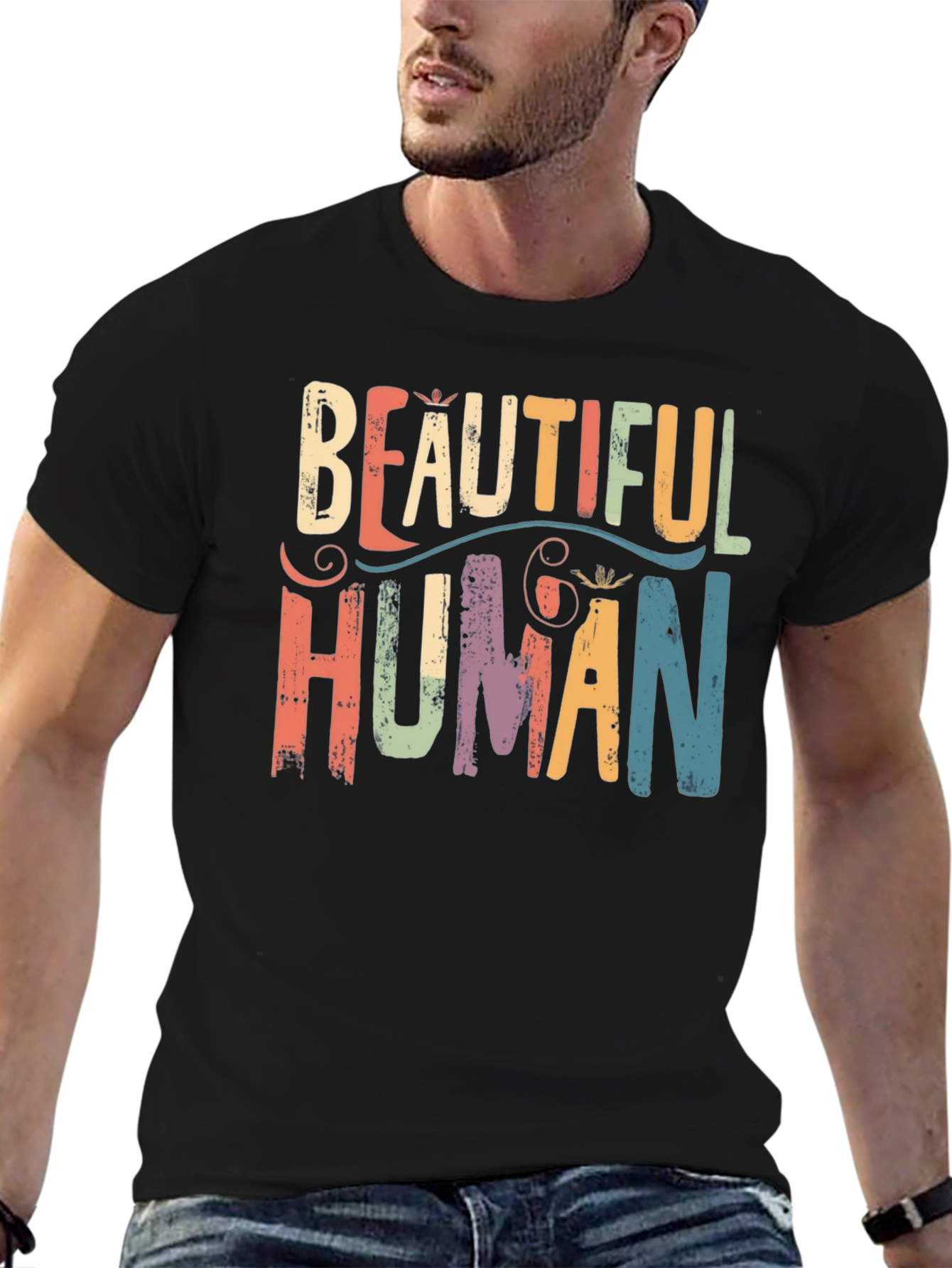 Beautiful Human Graphic Tee - Positive Message T-Shirt