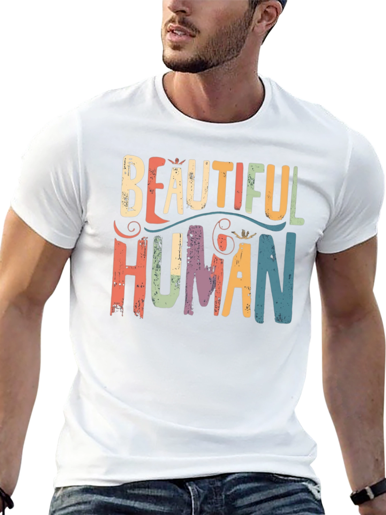 Beautiful Human Graphic Tee - Positive Message T-Shirt