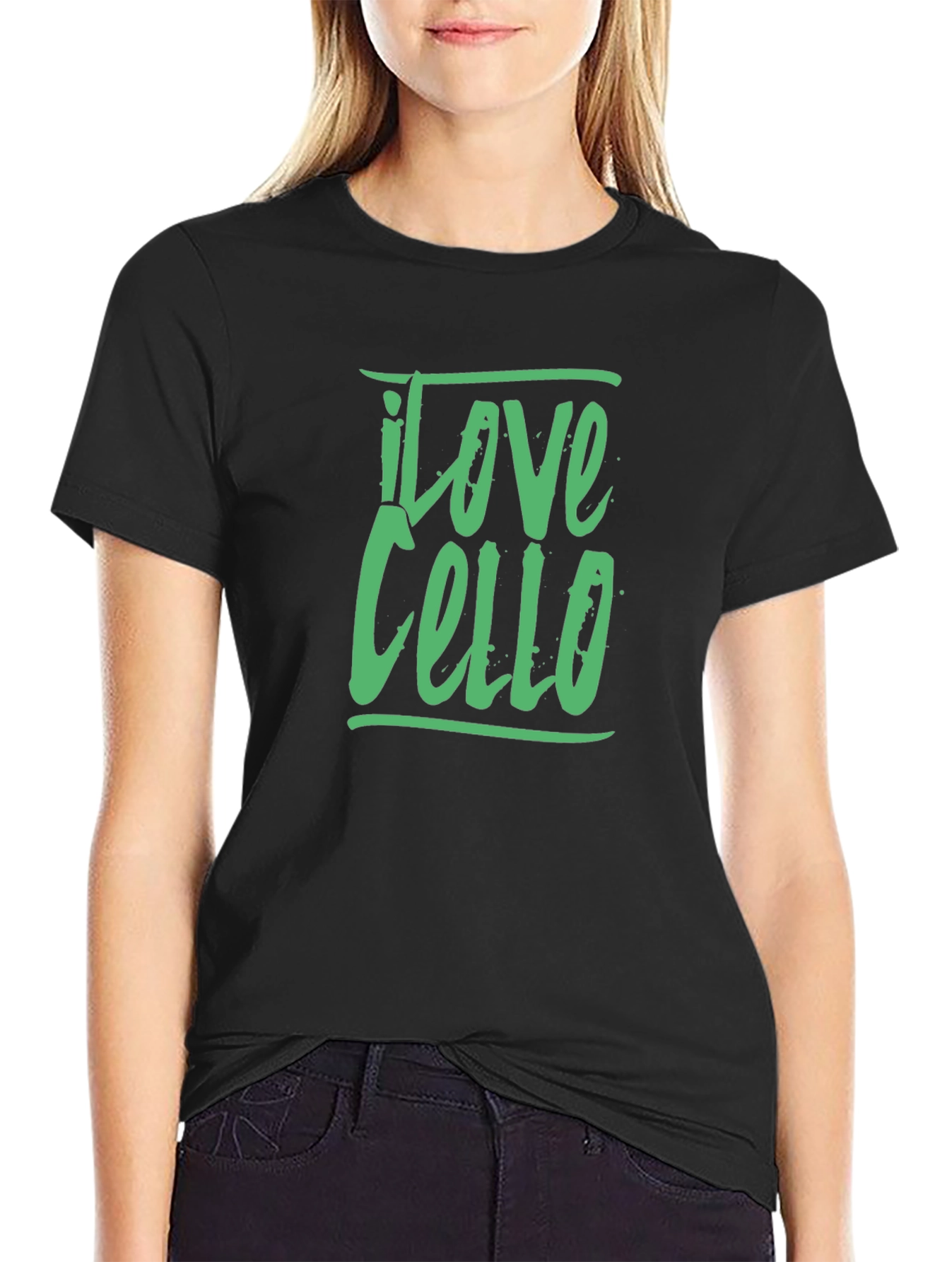 I Love Cello Graphic Tee - Black Cotton T-Shirt