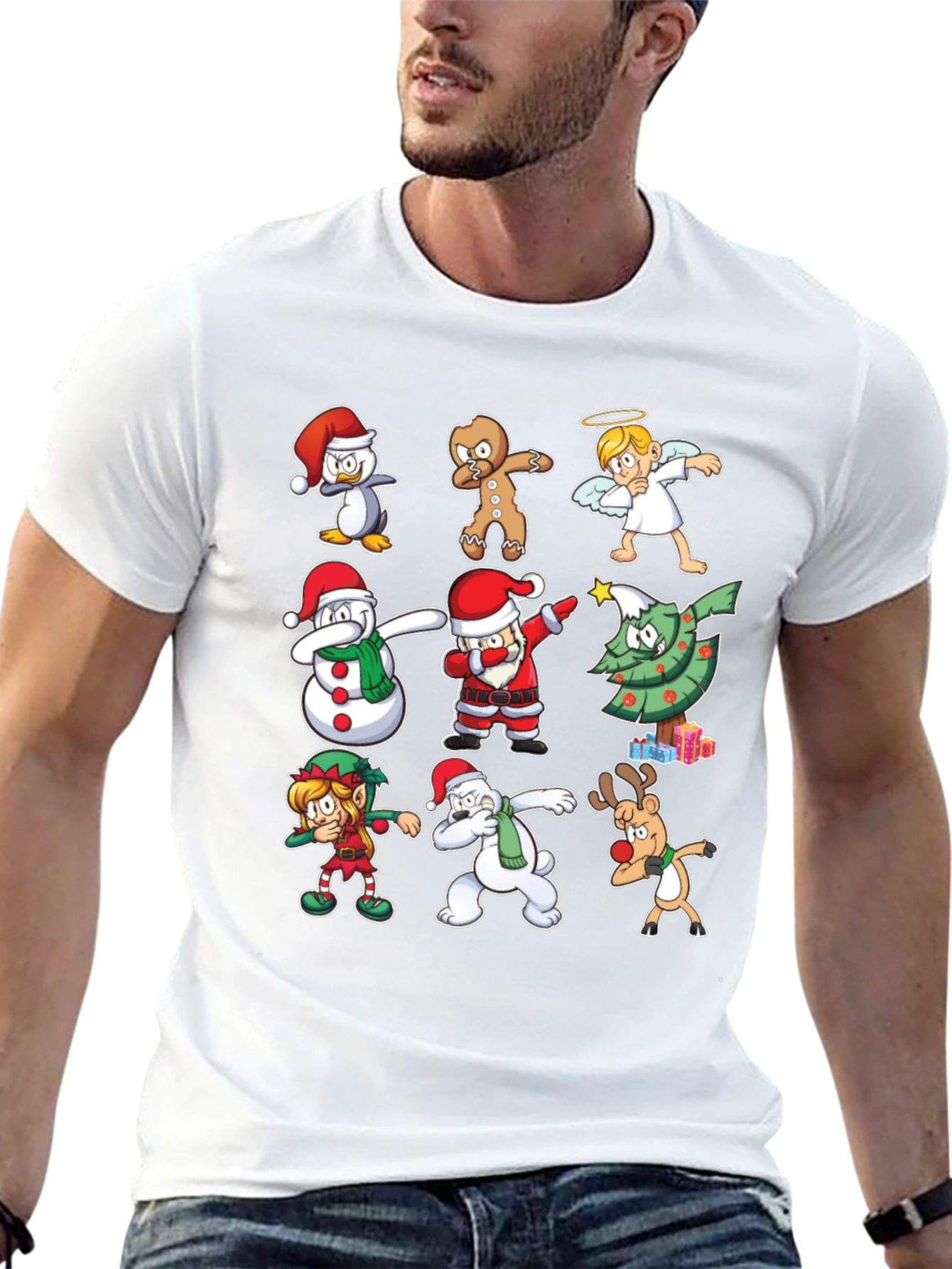 Christmas Dab Characters Black T-Shirt