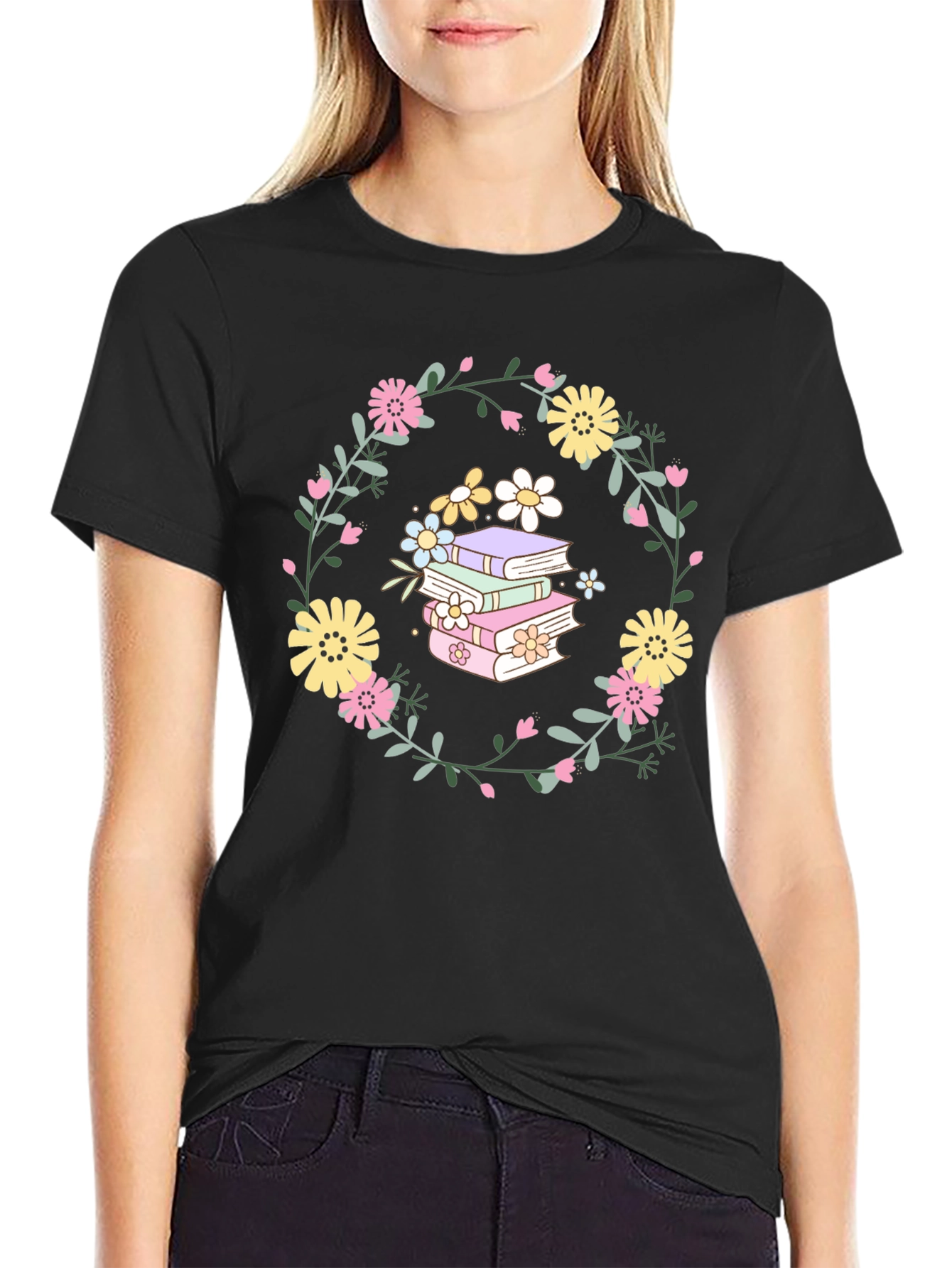Floral Books T-Shirt