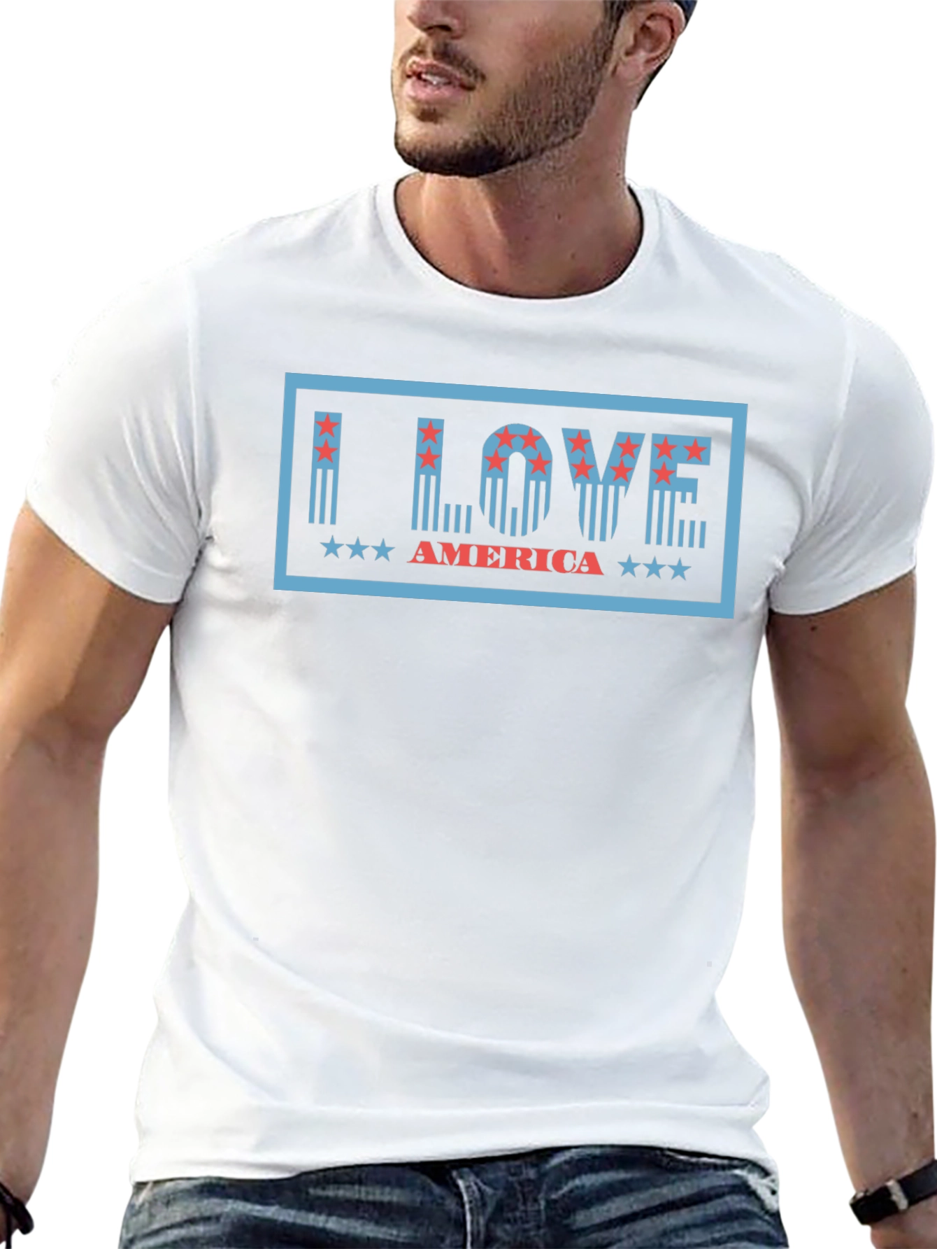 I Love America Graphic Tee - Patriotic Design
