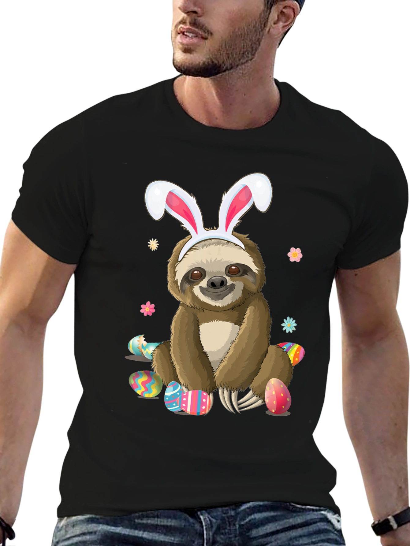 Easter Sloth T-Shirt - Cute Bunny Ears Holiday Tee