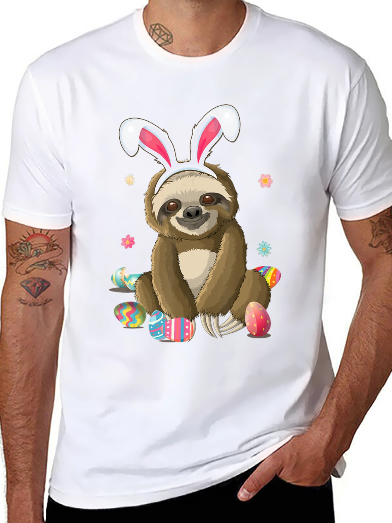 Easter Sloth T-Shirt - Cute Bunny Ears Holiday Tee