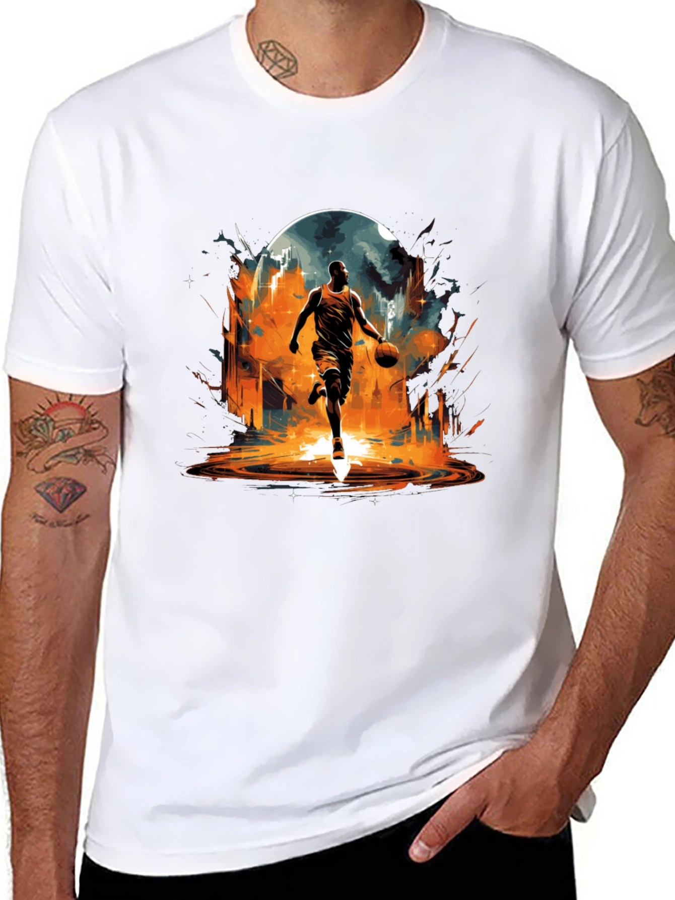 Basketball Player Graphic Tee - Black