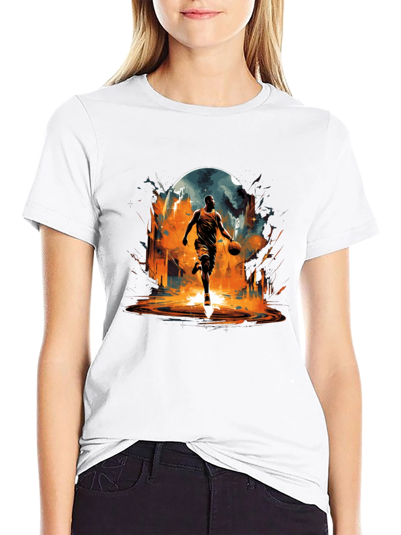Basketball Player Graphic Tee - Black