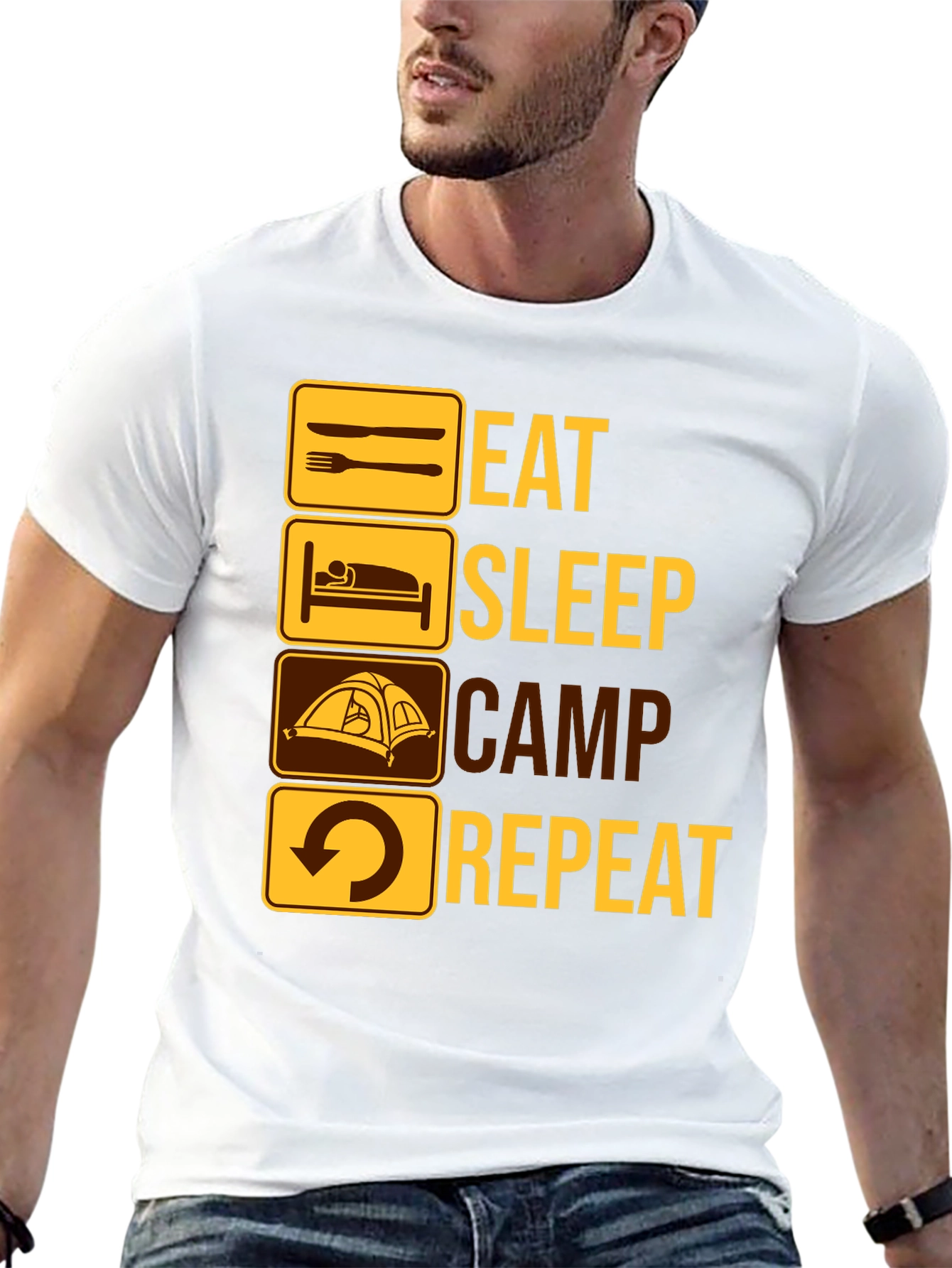 Eat Sleep Camp Repeat Graphic T-Shirt