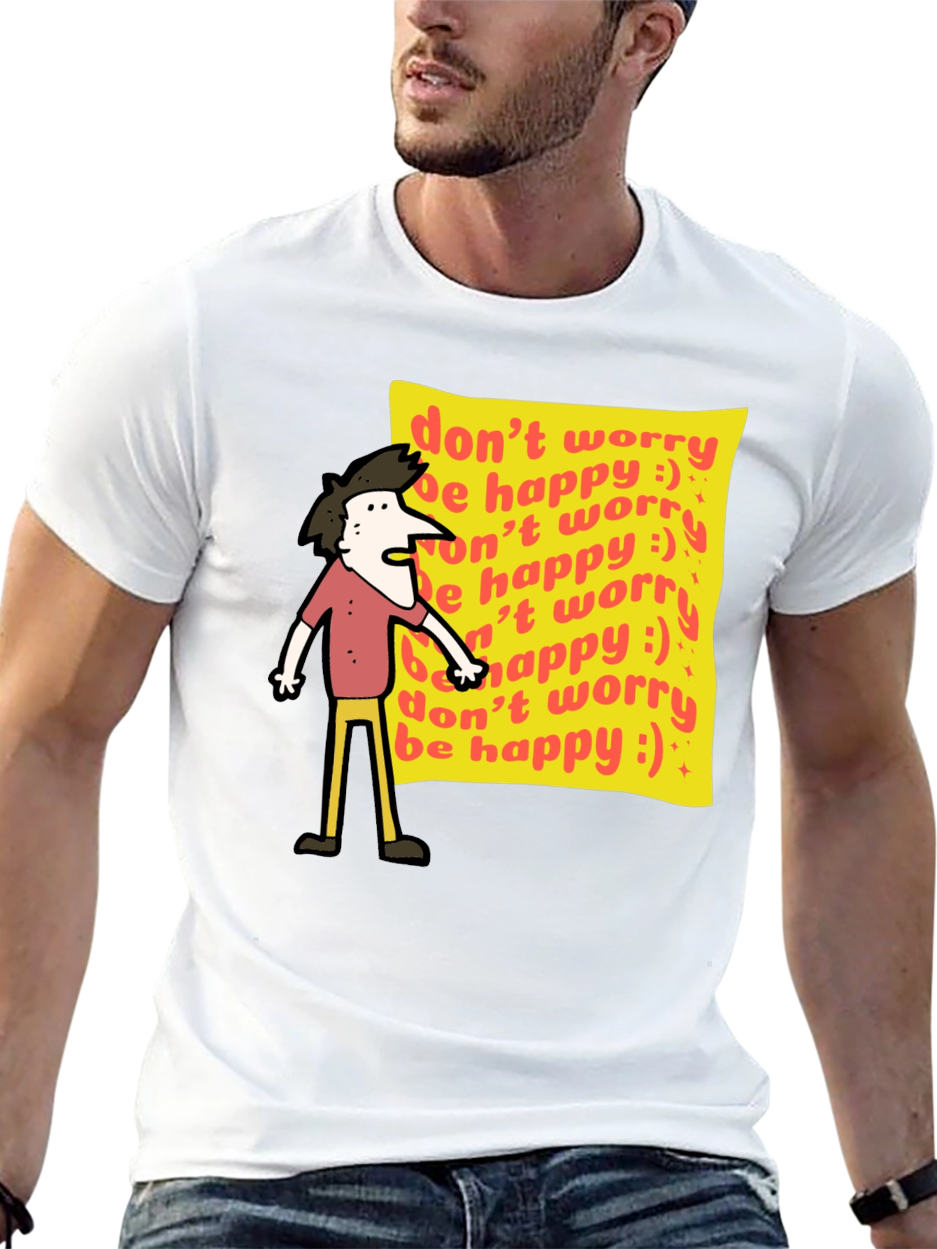 Dont Worry Be Happy Graphic Tee - Black
