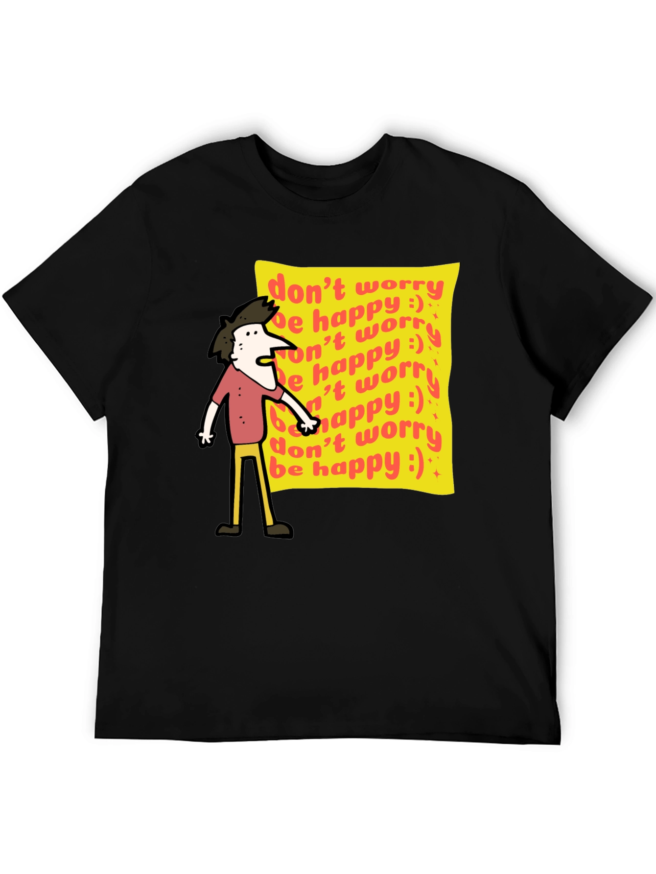 Dont Worry Be Happy Graphic Tee - Black