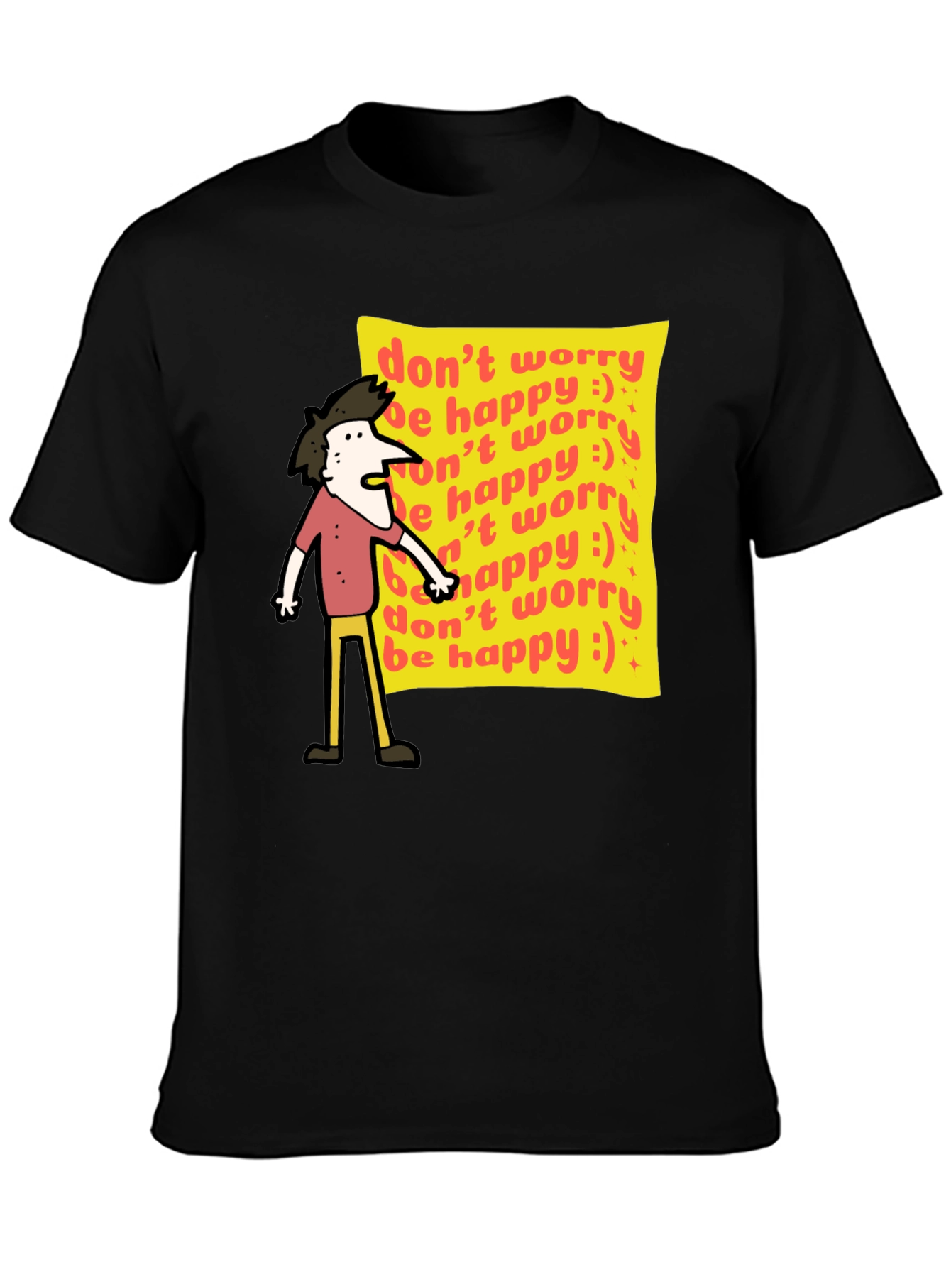 Dont Worry Be Happy Graphic Tee - Black
