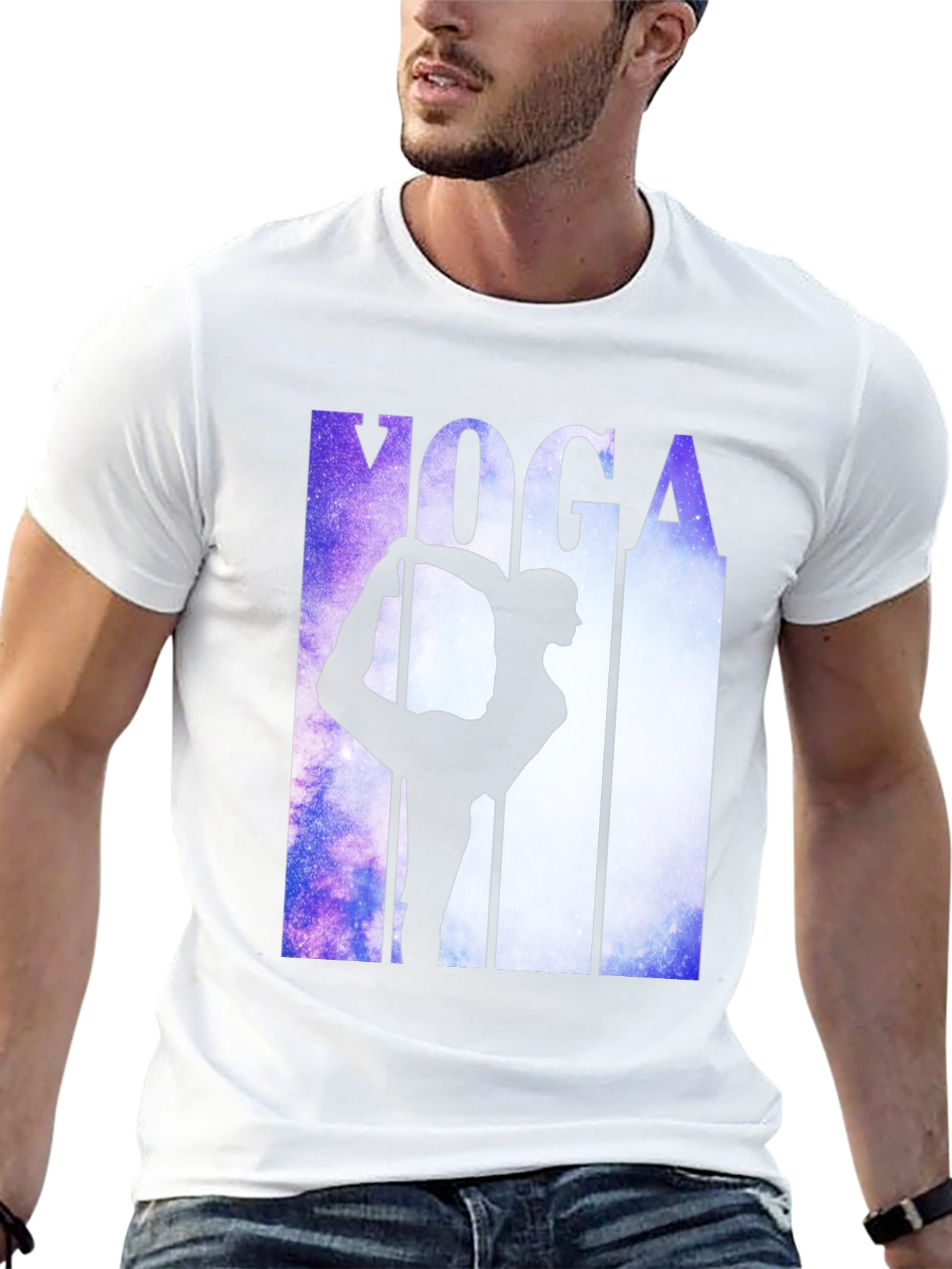 Yoga Pose Graphic Tee - Black Cotton Blend