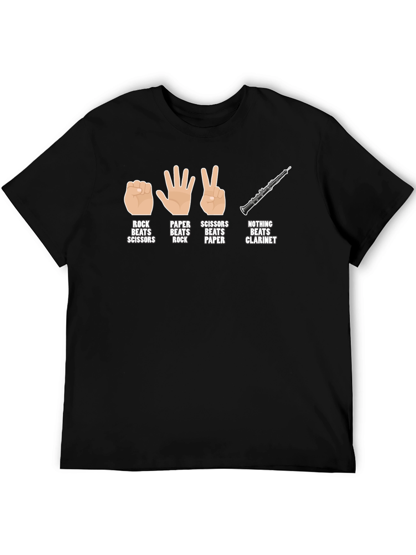 Rock Paper Scissors Clarinet T-Shirt Funny Musician Tee