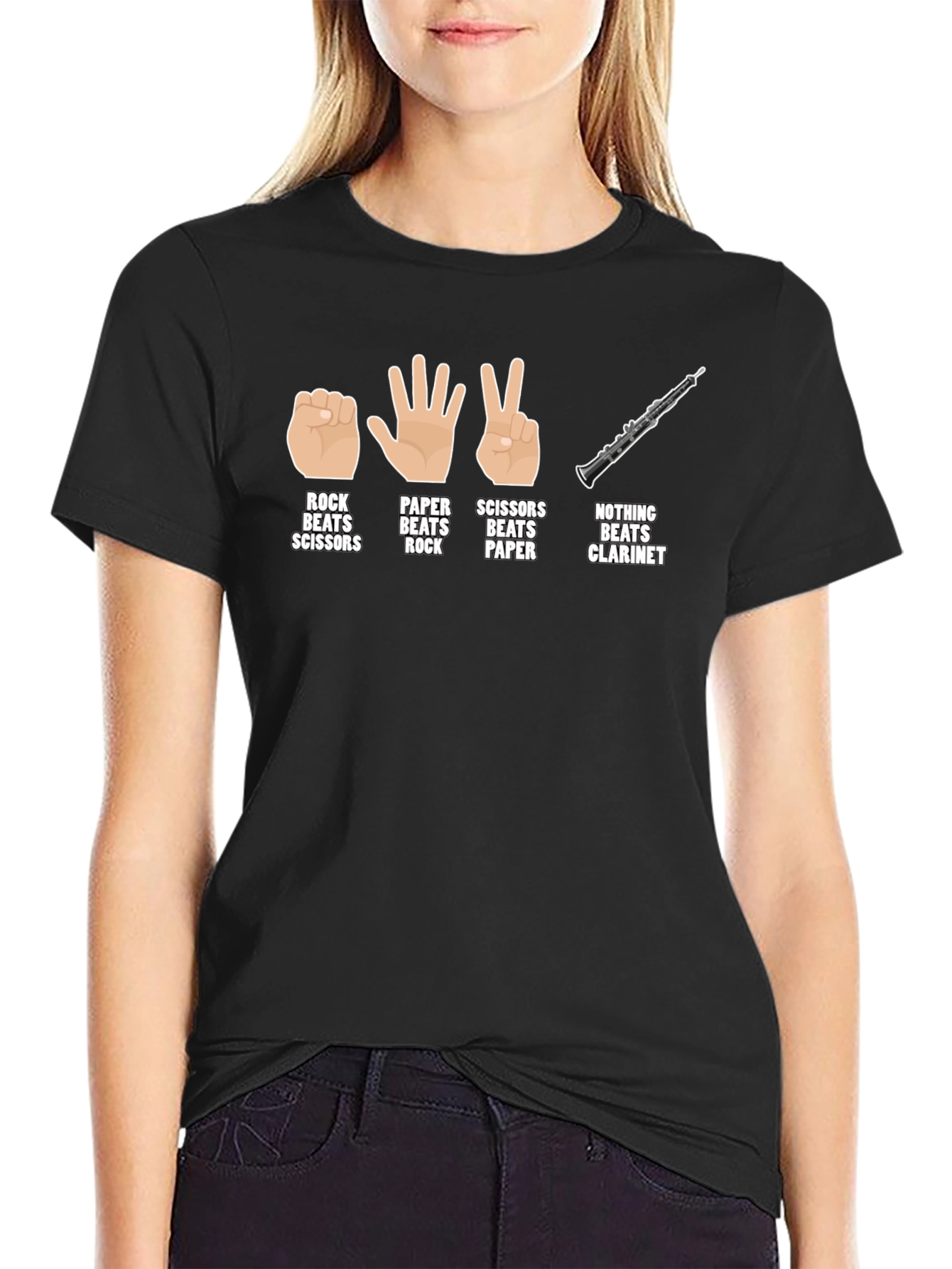 Rock Paper Scissors Clarinet T-Shirt Funny Musician Tee