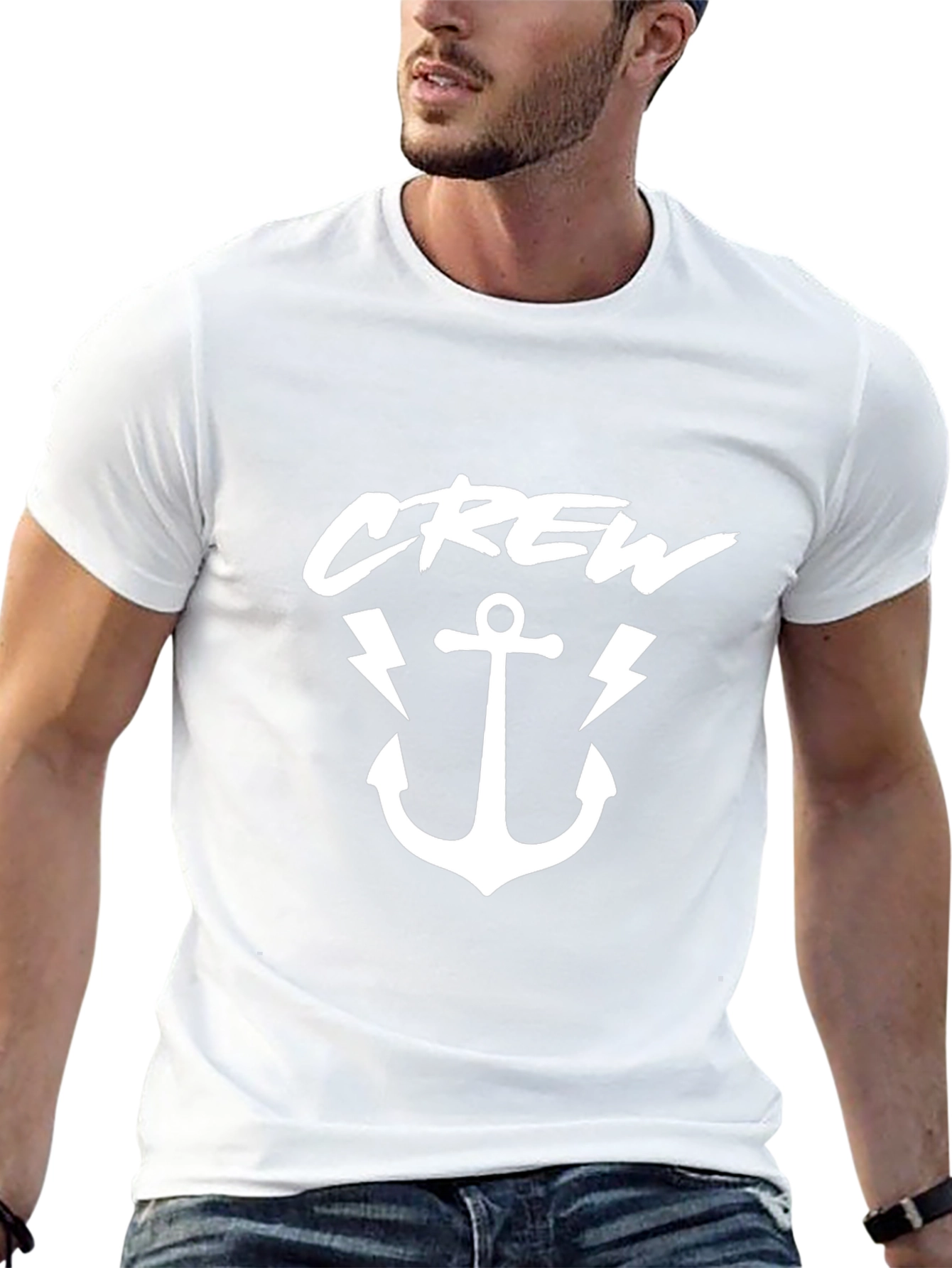 Crew Anchor Graphic Tee - Black Cotton T-Shirt