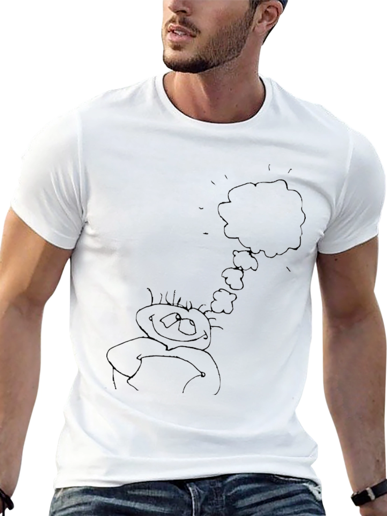 Whimsical Thinking Doodle Tee - Black Cotton Blend