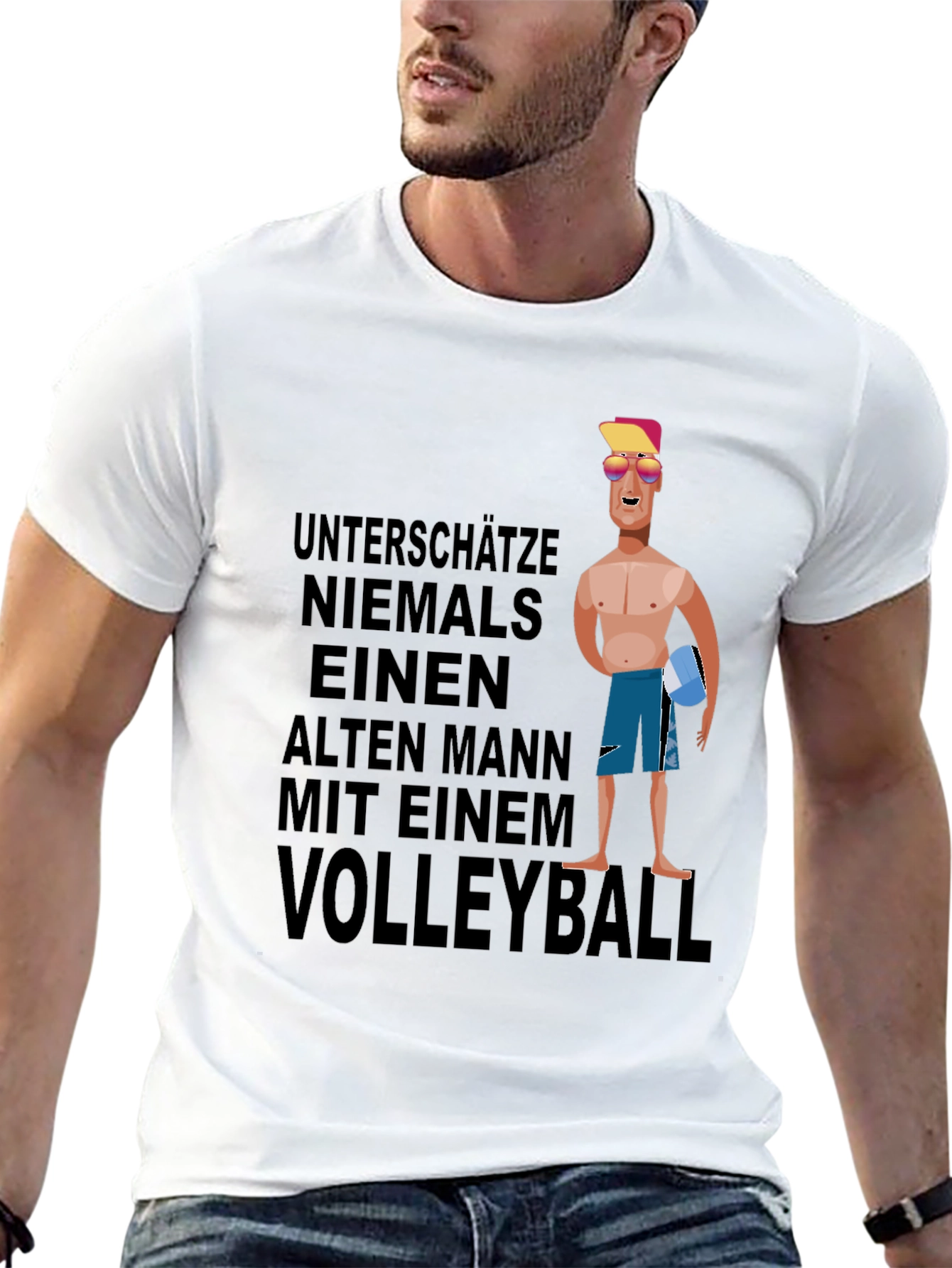 Volleyball Old Man Graphic T-Shirt