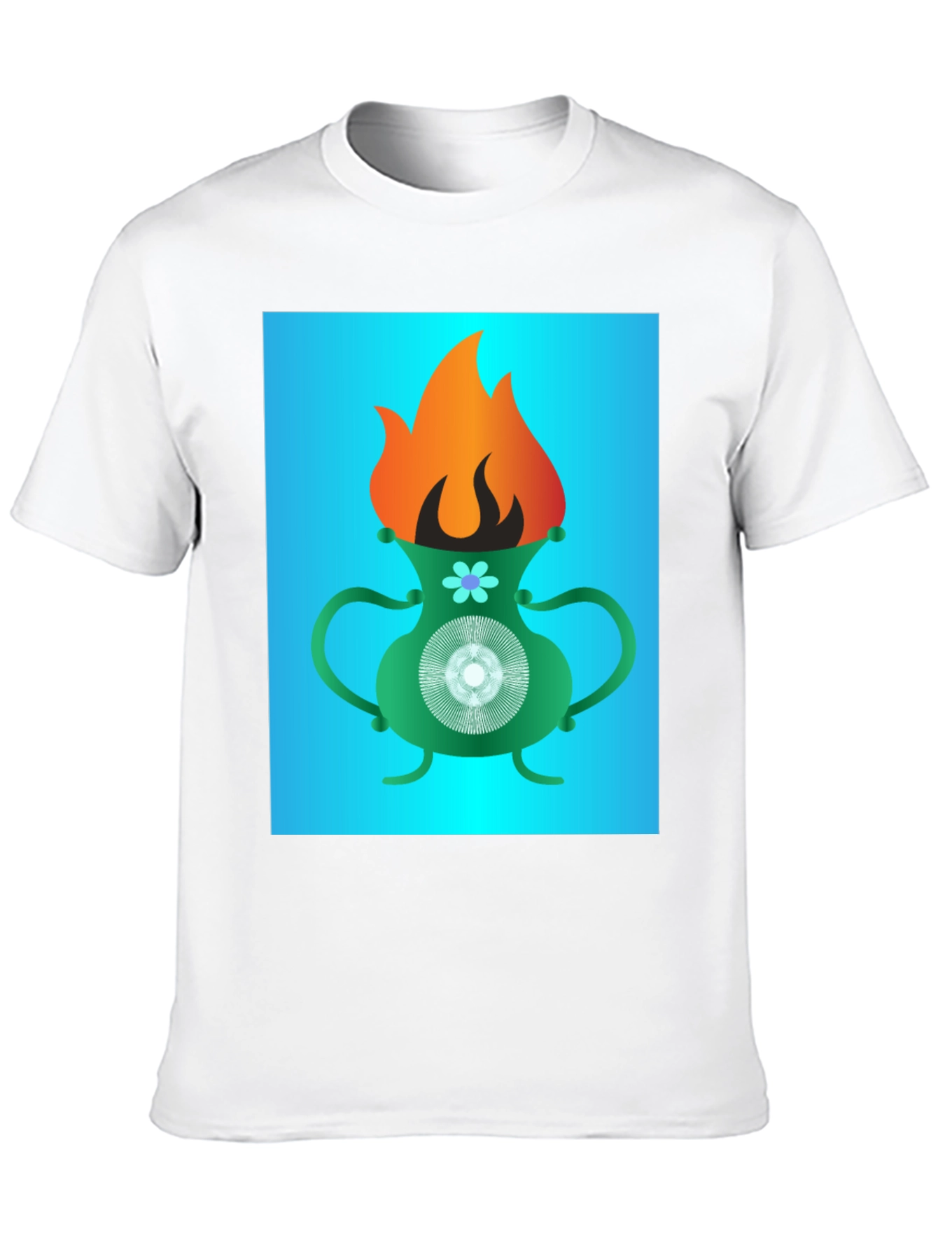 Flaming Vase Graphic Tee - Unique Design