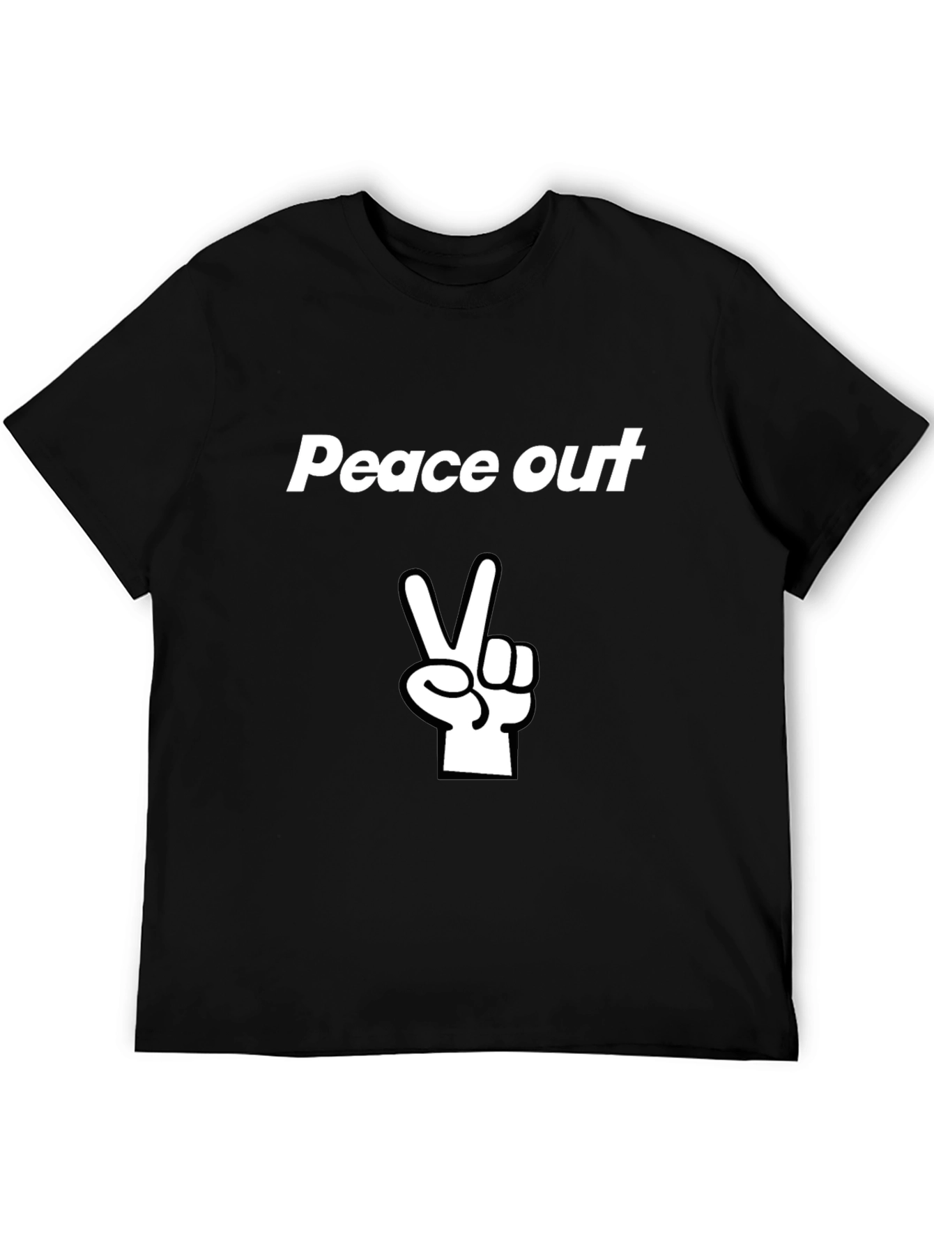 Peace Out Graphic Tee - Black Cotton T-Shirt