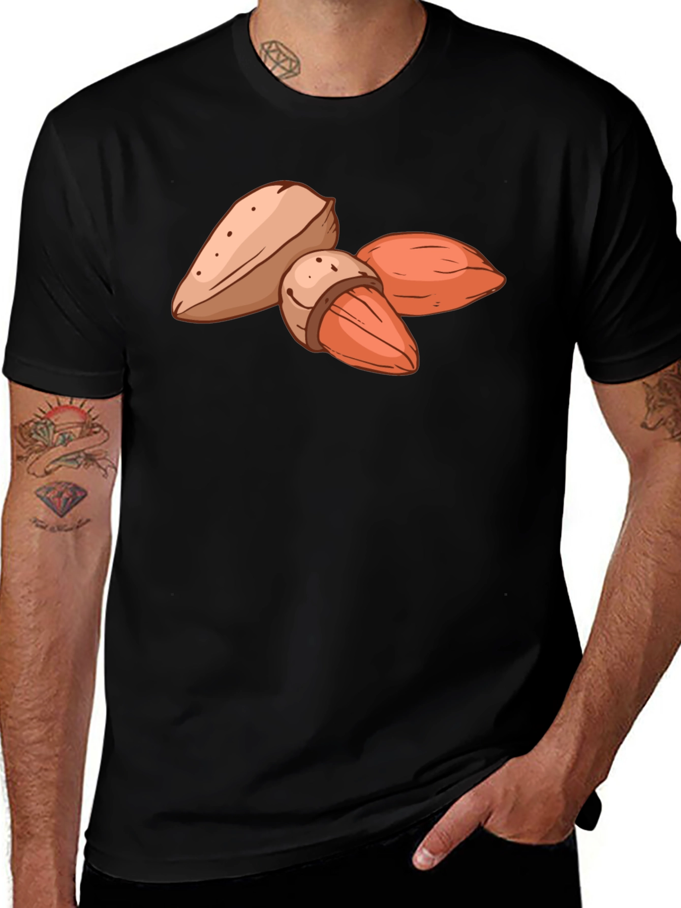 Almond Graphic Black T-Shirt - Casual Style