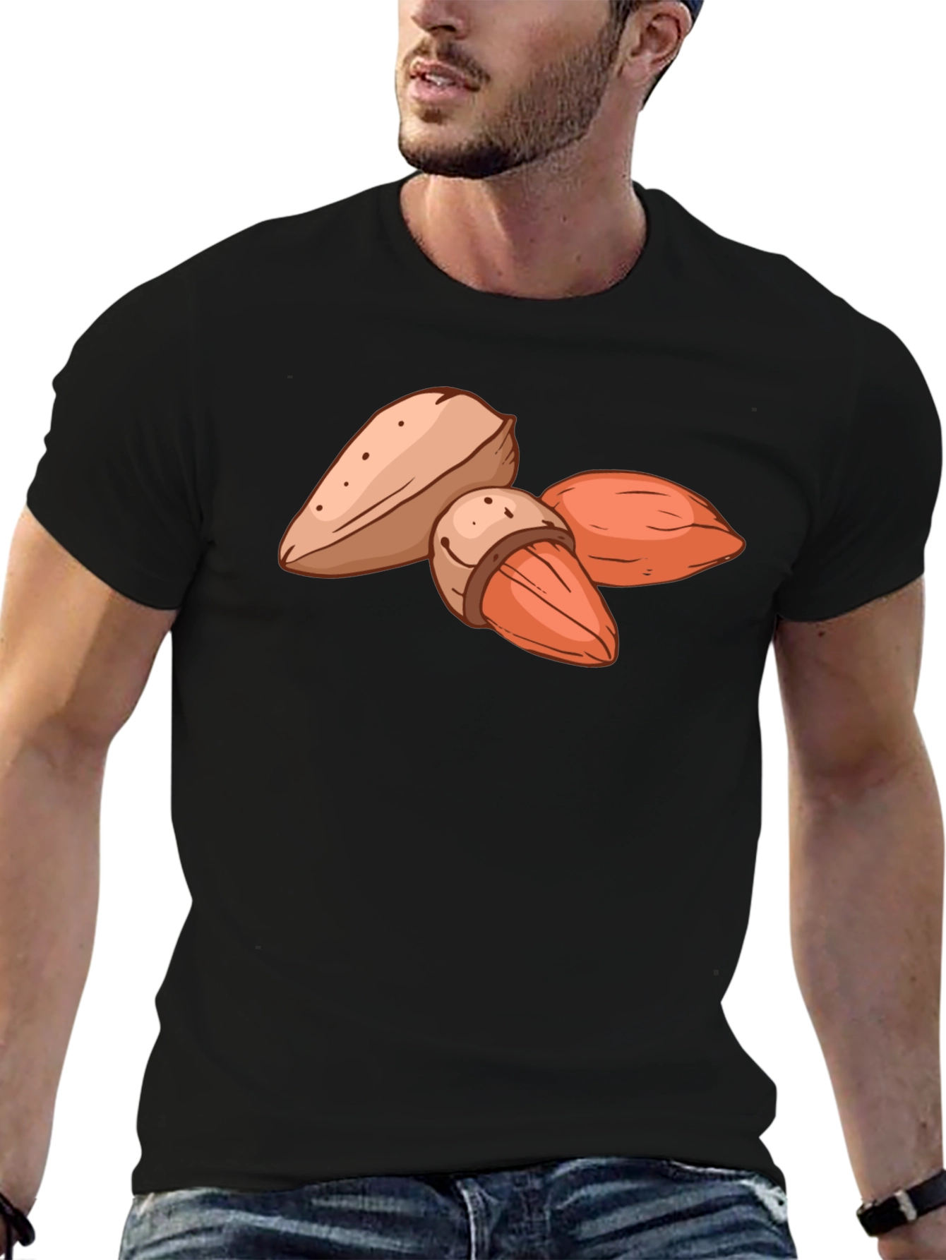 Almond Graphic Black T-Shirt - Casual Style