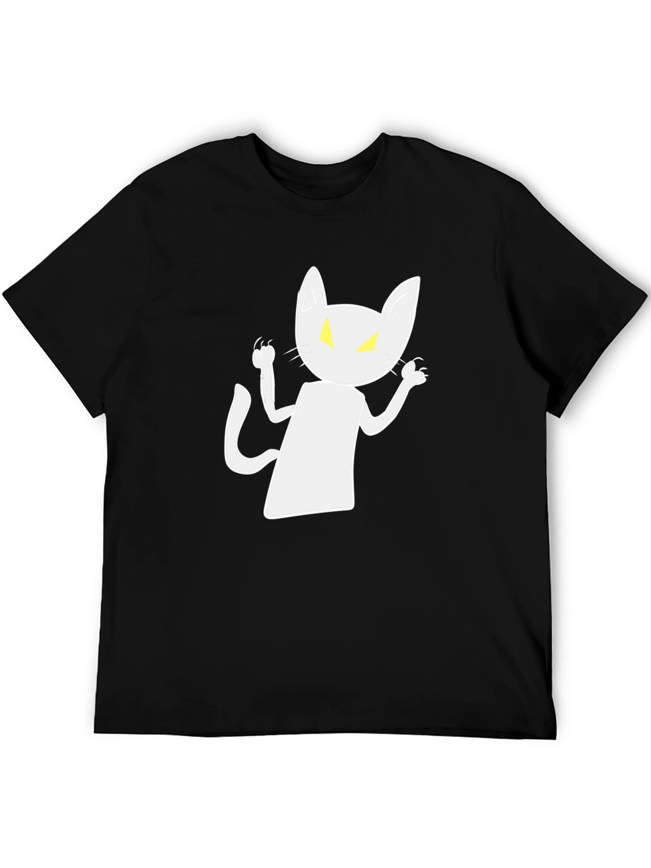 Spooky Cat Graphic Tee - Black Cotton Shirt