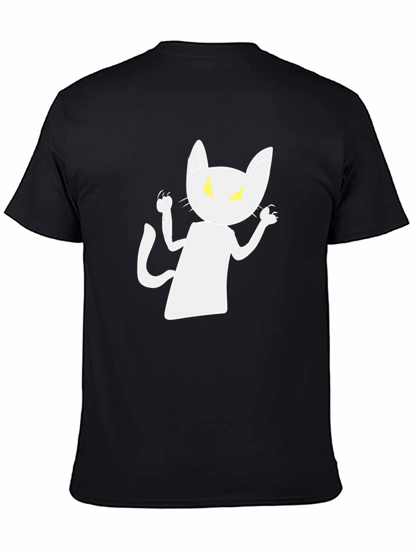 Spooky Cat Graphic Tee - Black Cotton Shirt