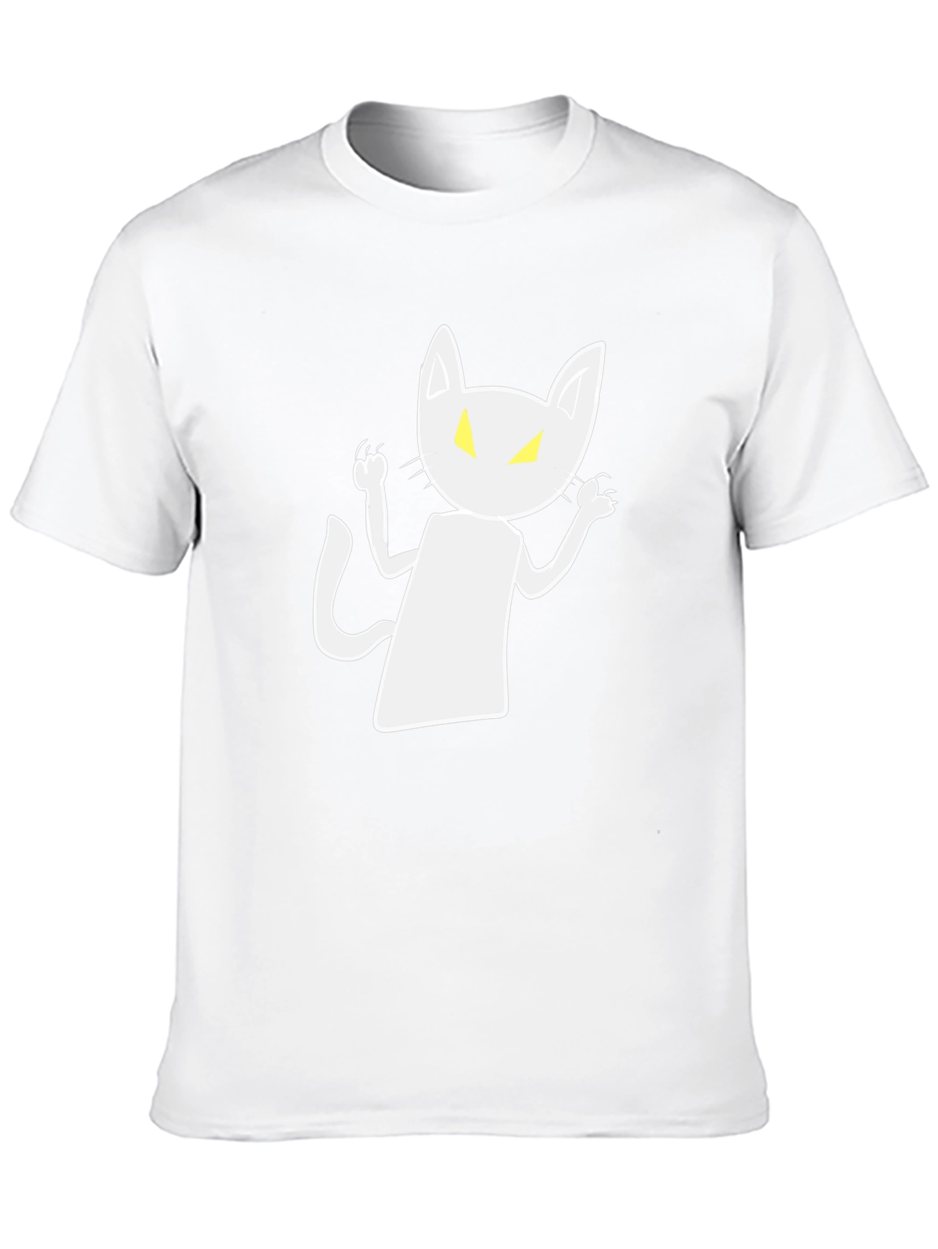 Spooky Cat Graphic Tee - Black Cotton Shirt