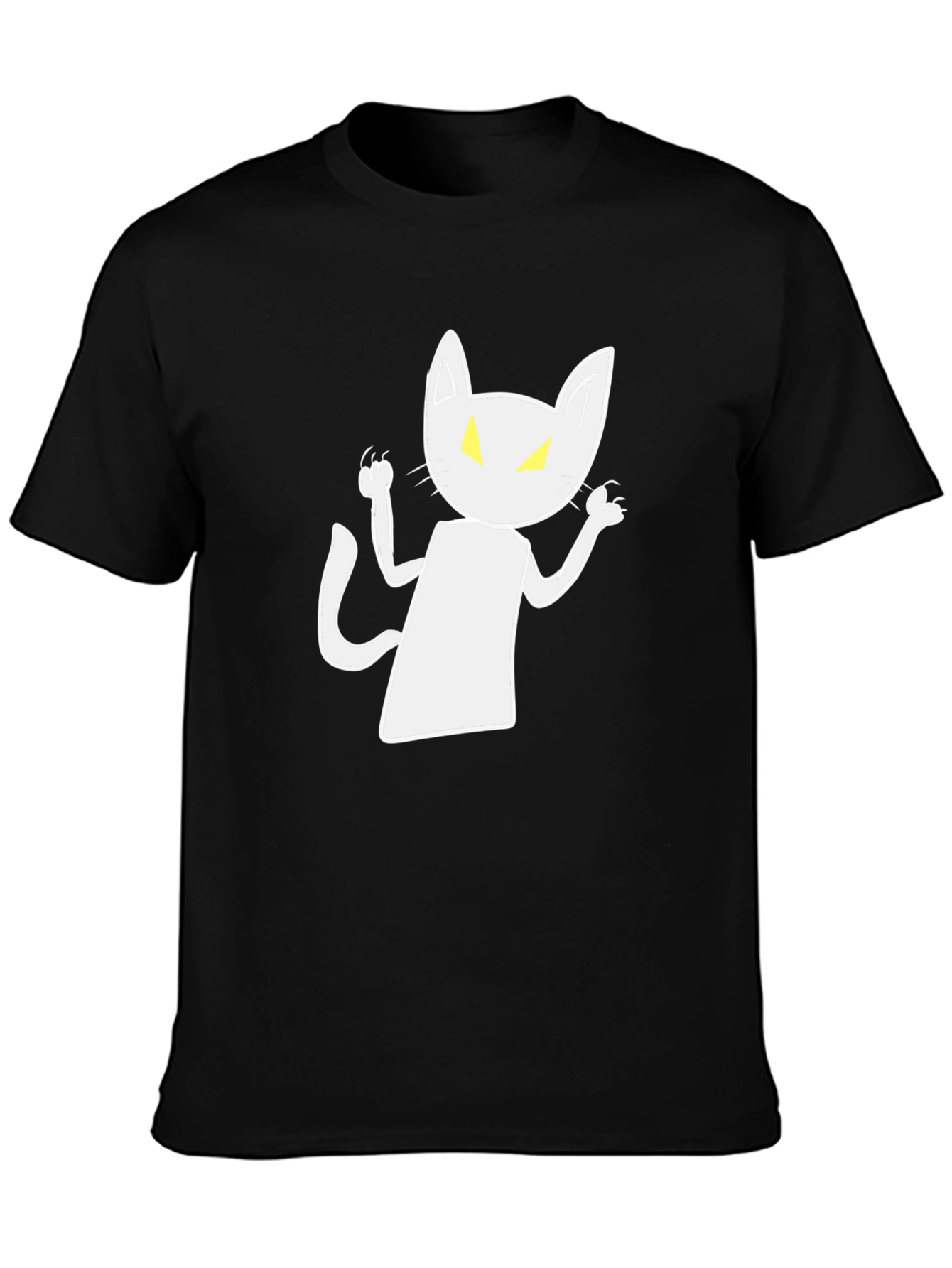 Spooky Cat Graphic Tee - Black Cotton Shirt