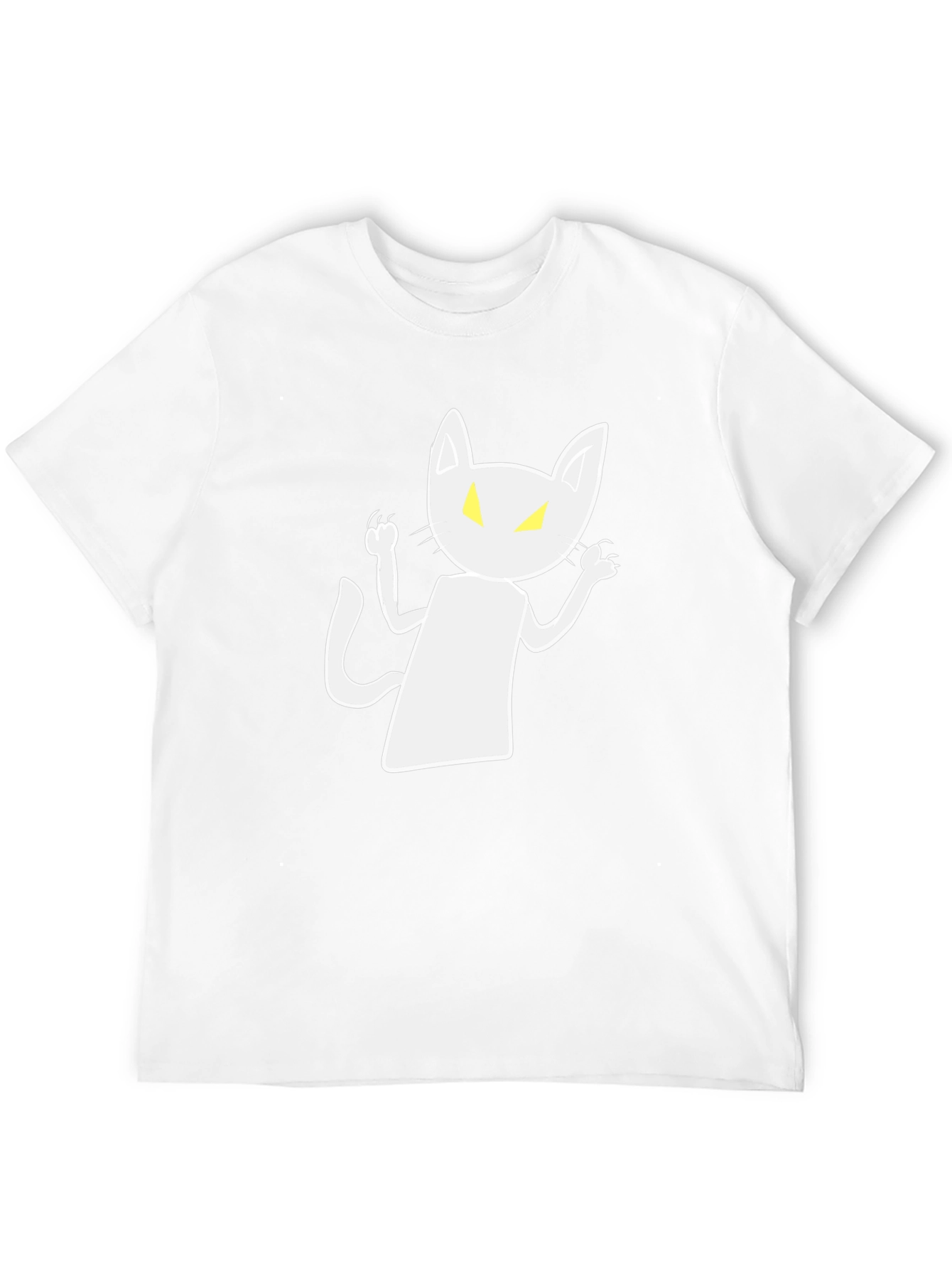 Spooky Cat Graphic Tee - Black Cotton Shirt