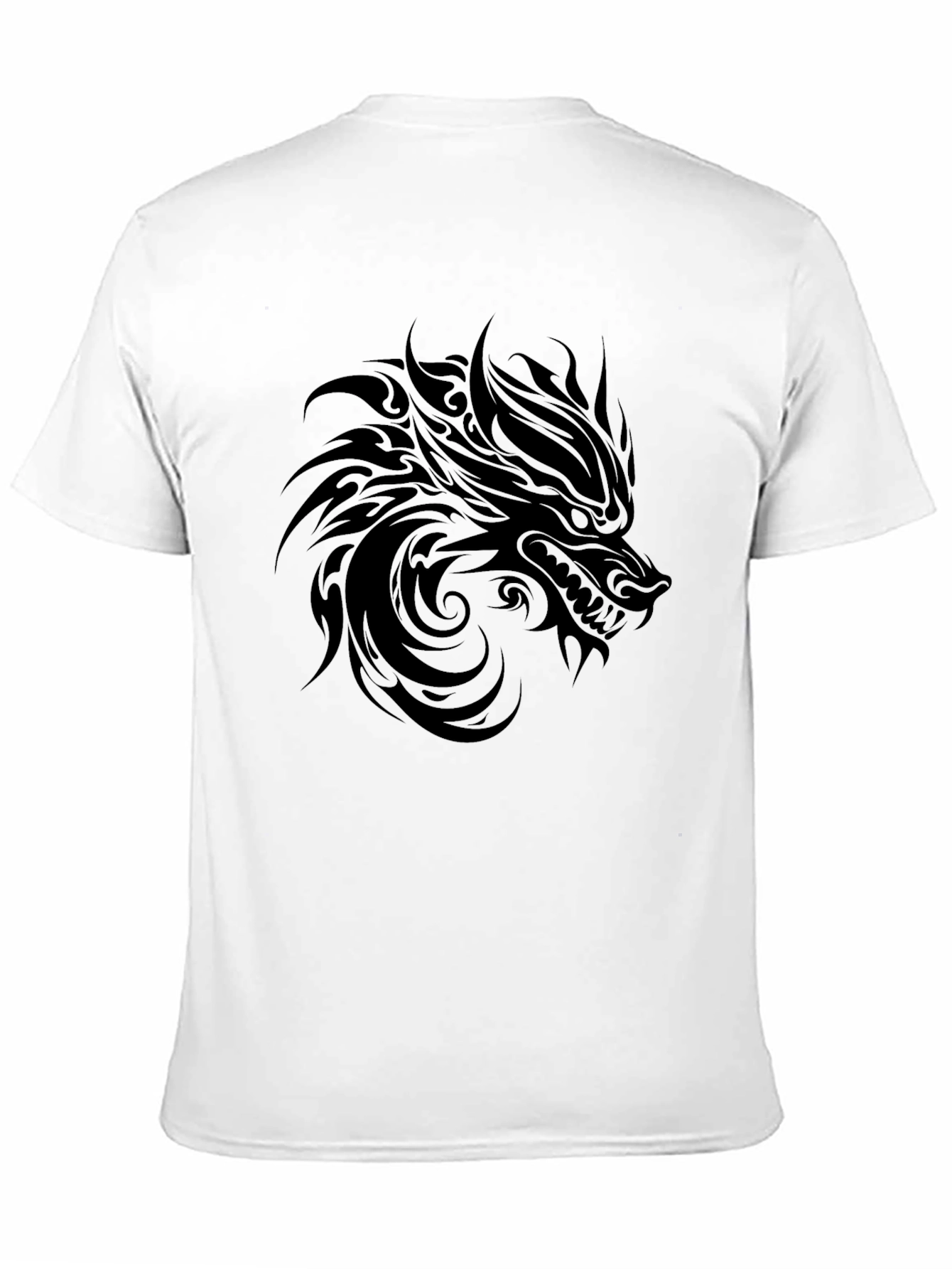 Black Wolf Graphic Tee - Tribal Design