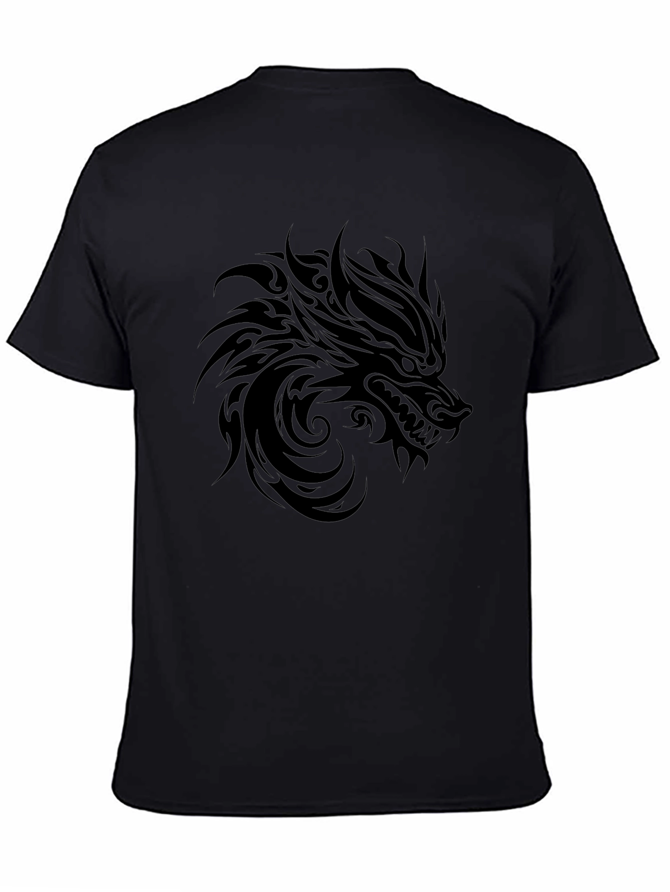 Black Wolf Graphic Tee - Tribal Design