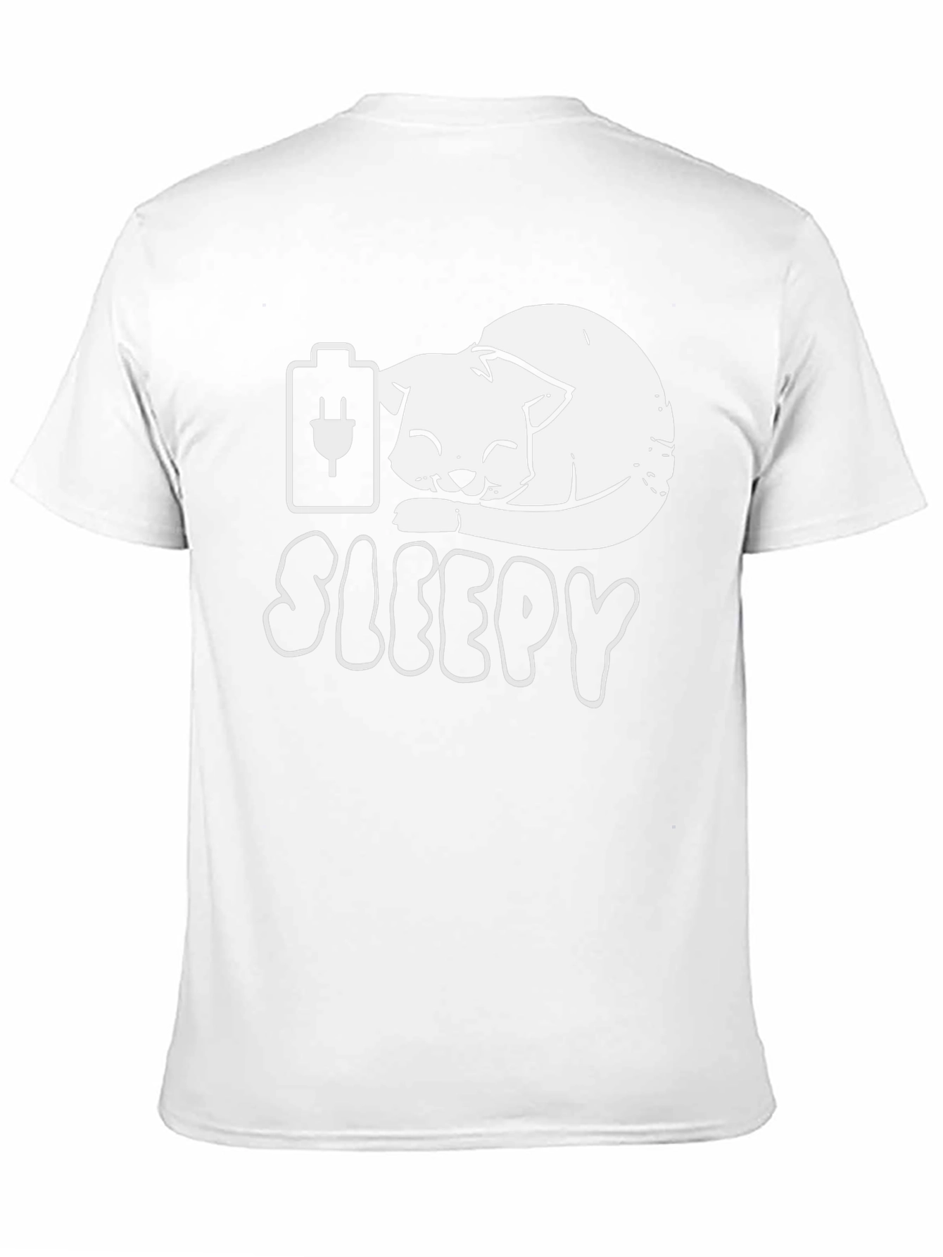 Sleepy Cat Battery T-Shirt - Funny Graphic Tee