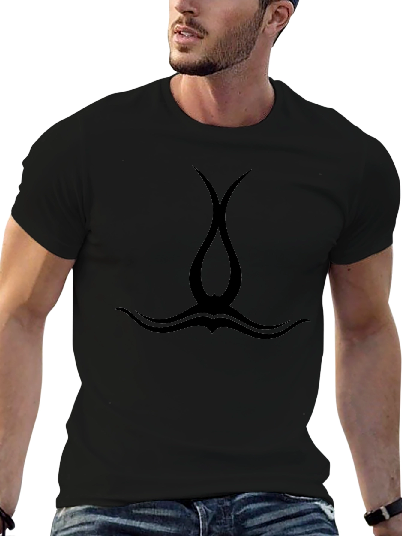Mens Black Tribal Graphic Tee - Casual Style