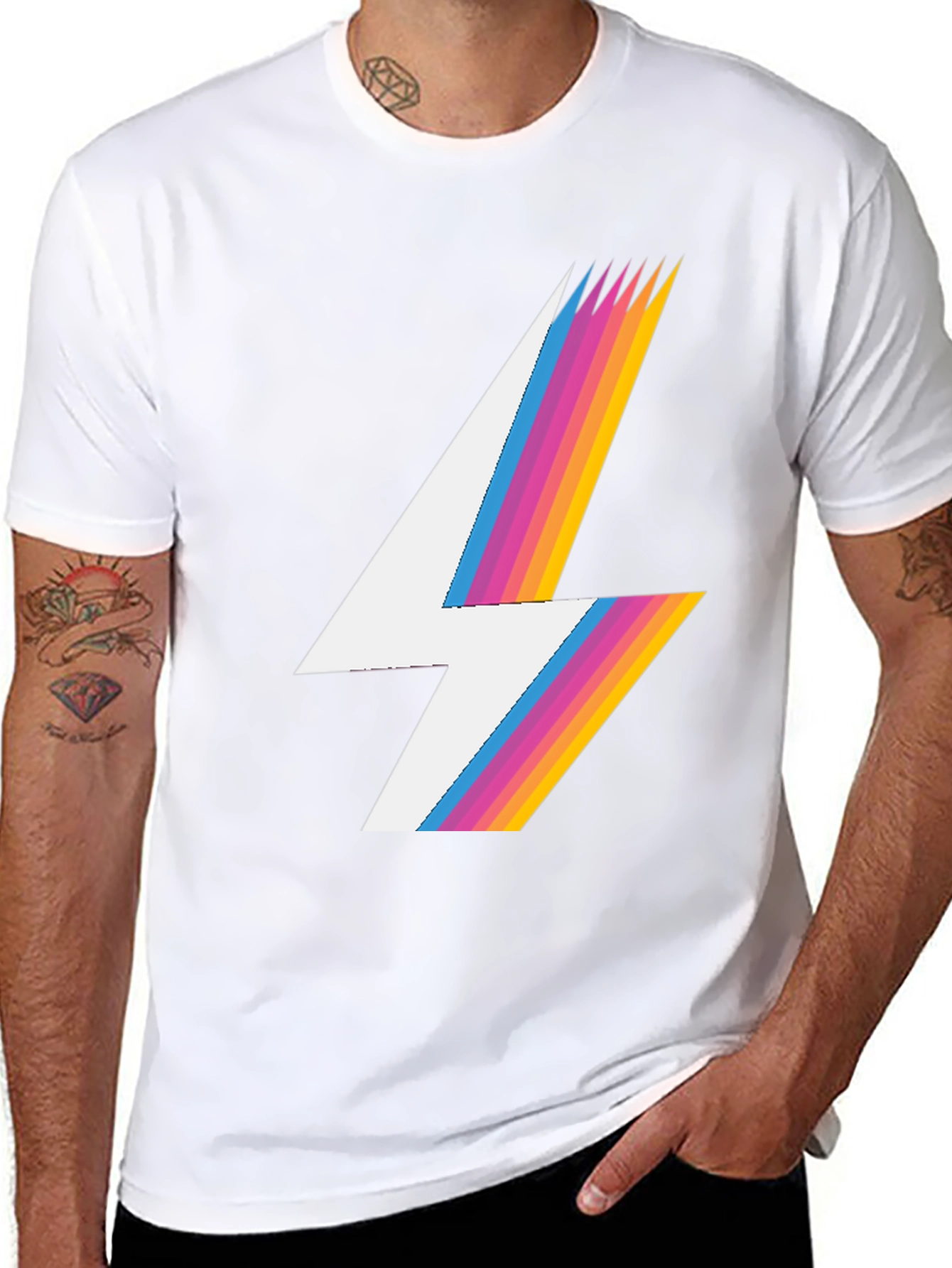 Retro Lightning Bolt T-Shirt - Black