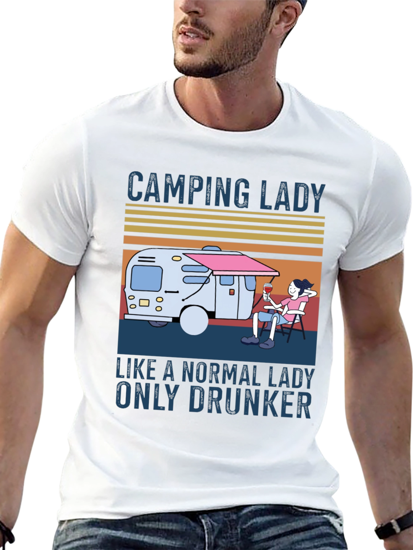 Camping Lady Graphic T-Shirt - Relaxed & Fun Style