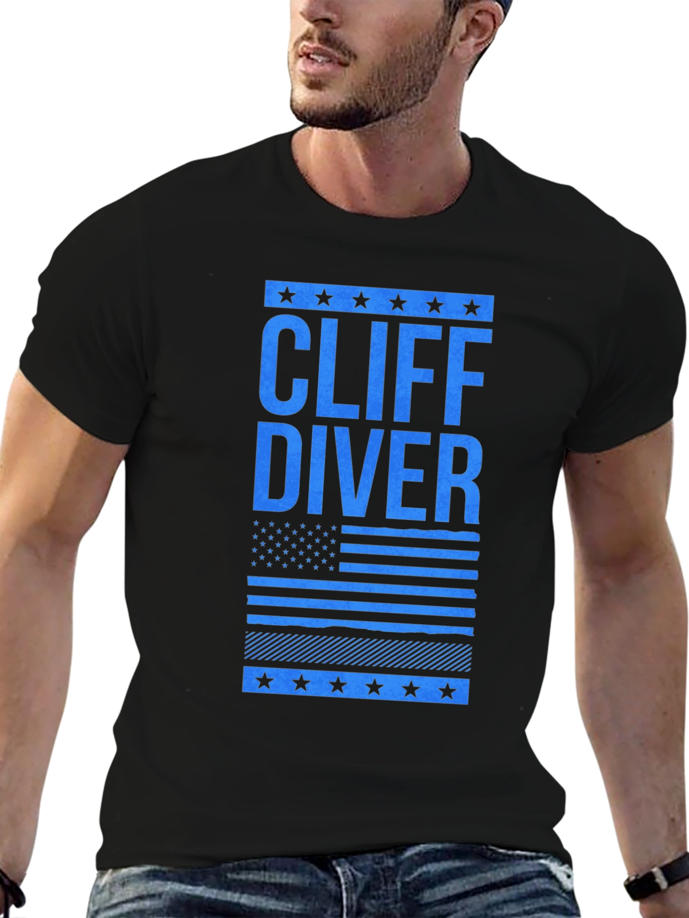 Cliff Diver Graphic Tee - Patriotic Design