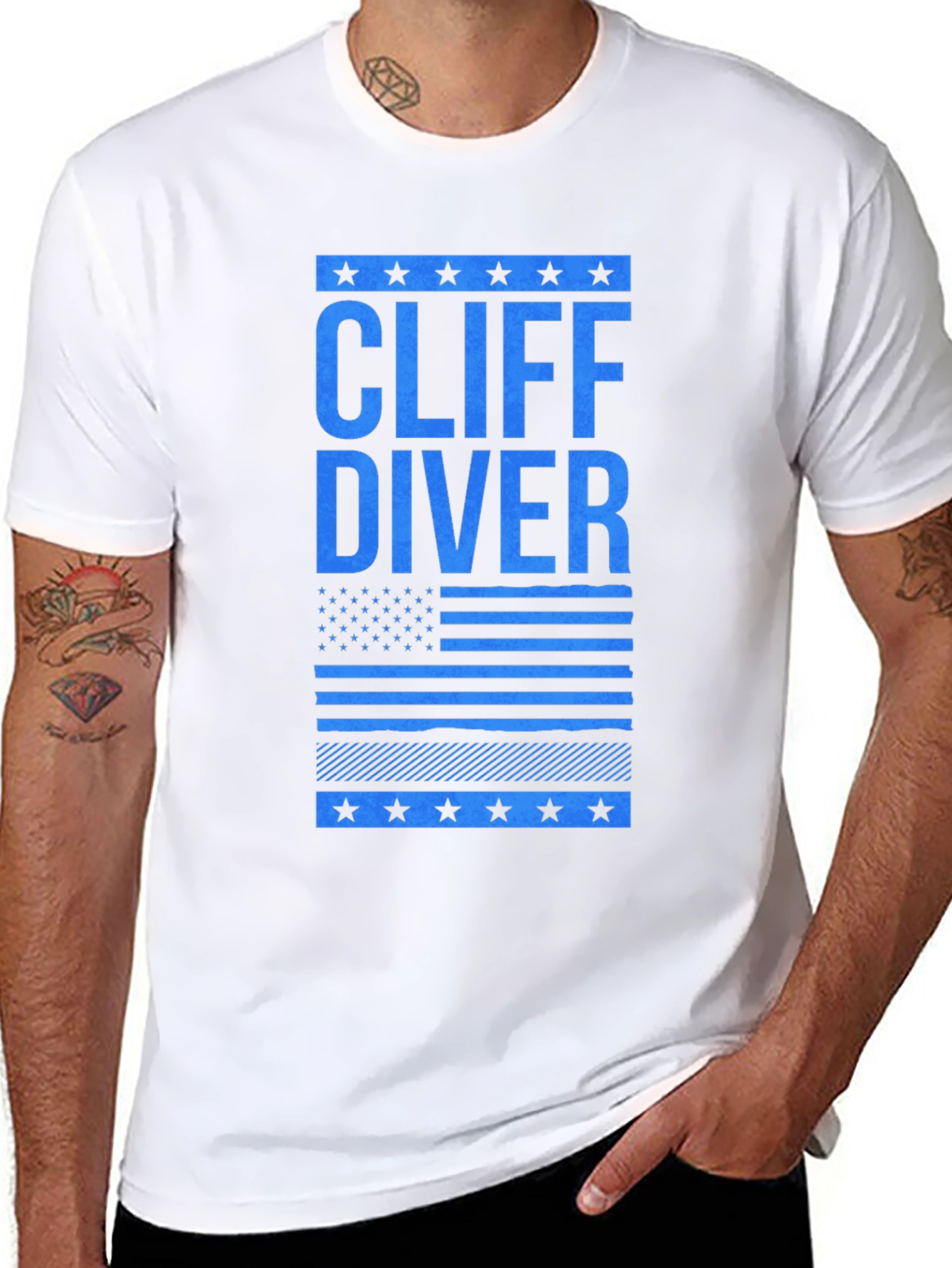 Cliff Diver Graphic Tee - Patriotic Design