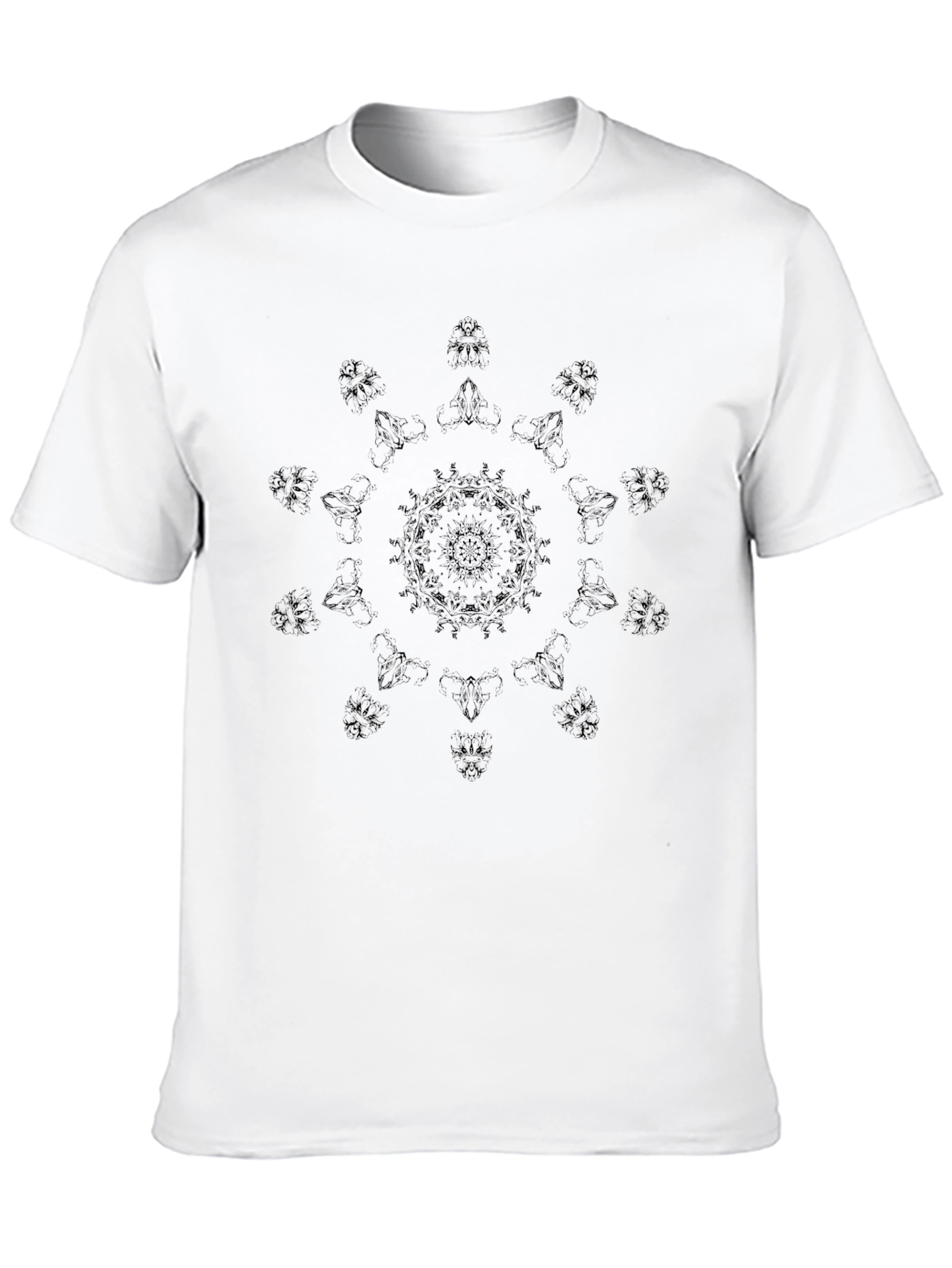 Black Graphic Tee with Mandala Design