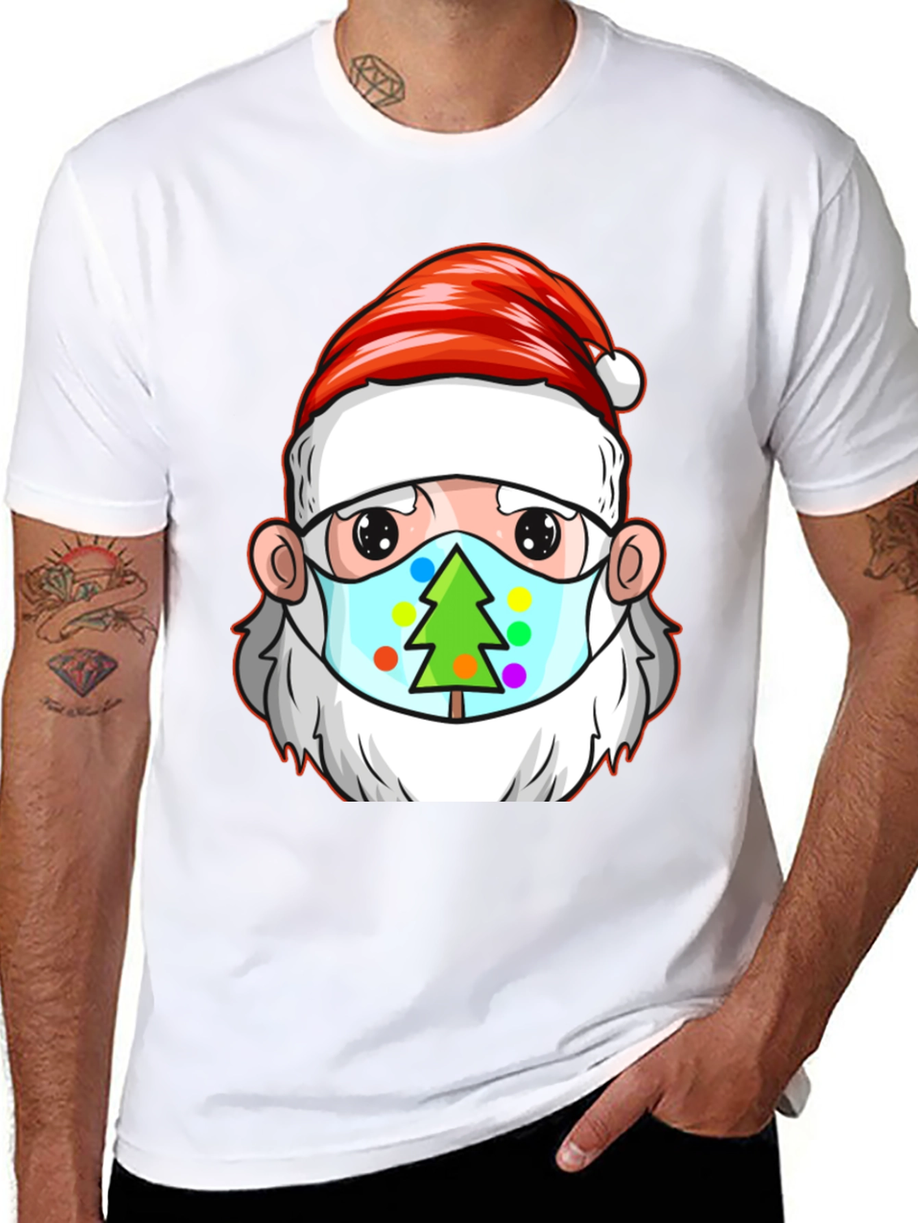 Festive Santa Mask Tee - Holiday Cheer