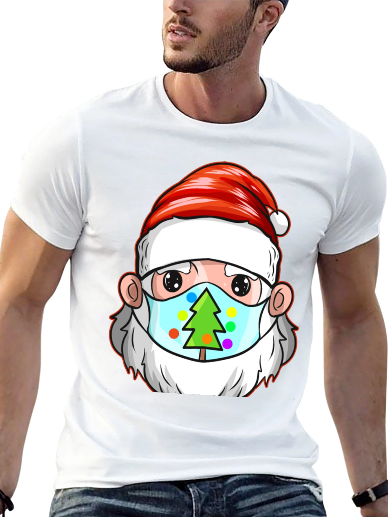 Festive Santa Mask Tee - Holiday Cheer