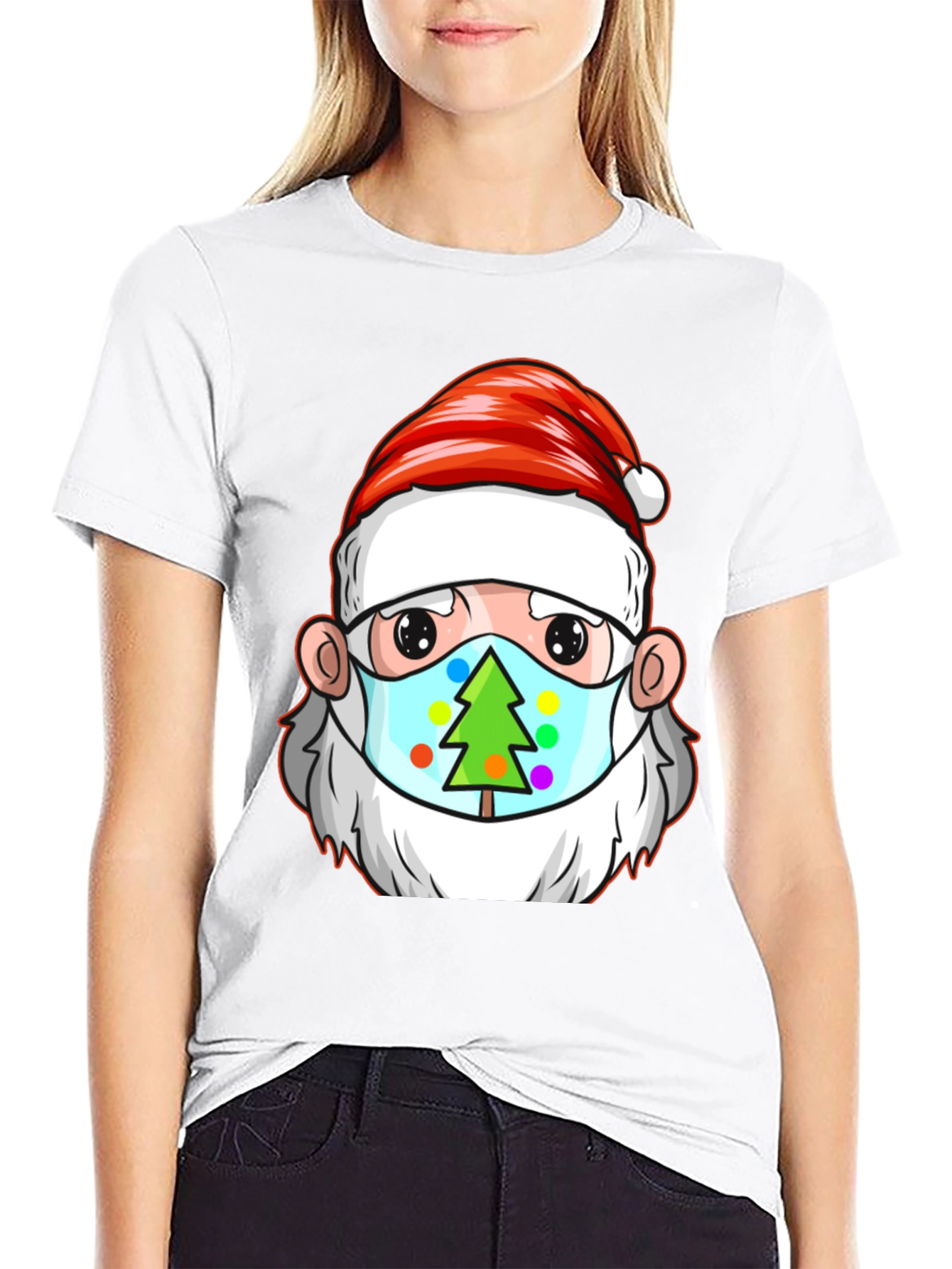 Festive Santa Mask Tee - Holiday Cheer