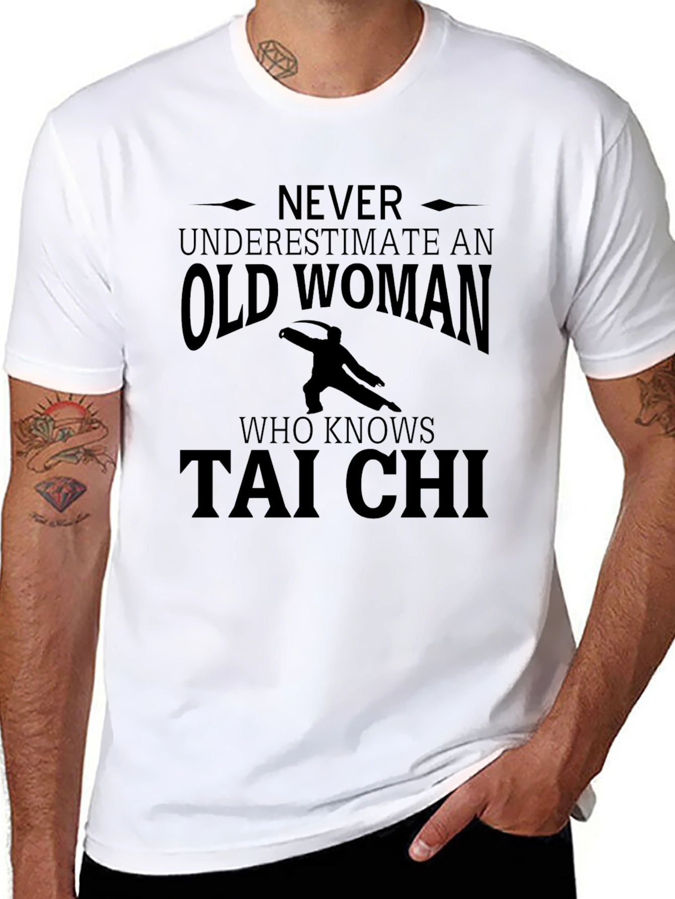 Never Underestimate Old Woman Tai Chi T-Shirt
