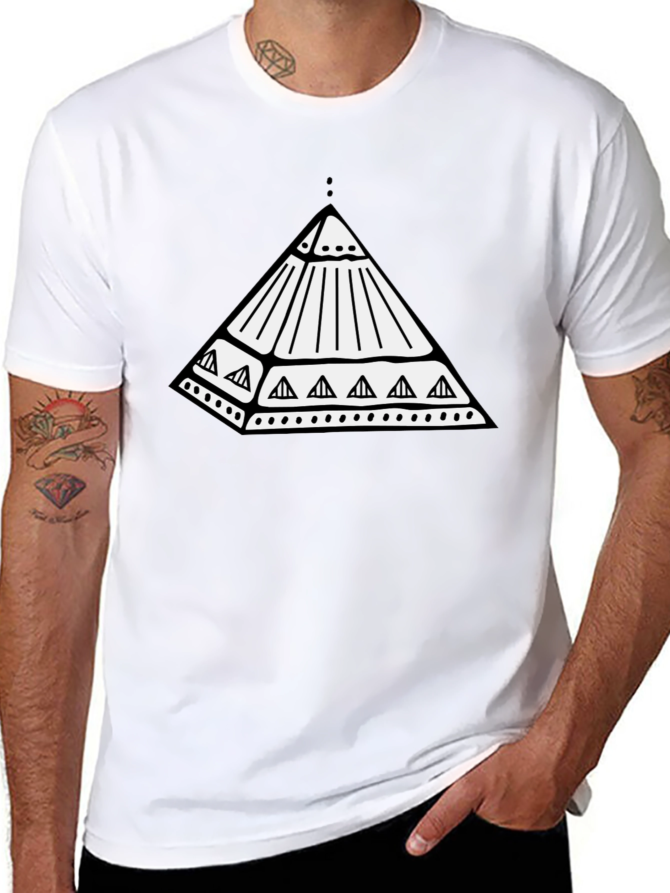 Geometric Pyramid Graphic Black T-Shirt