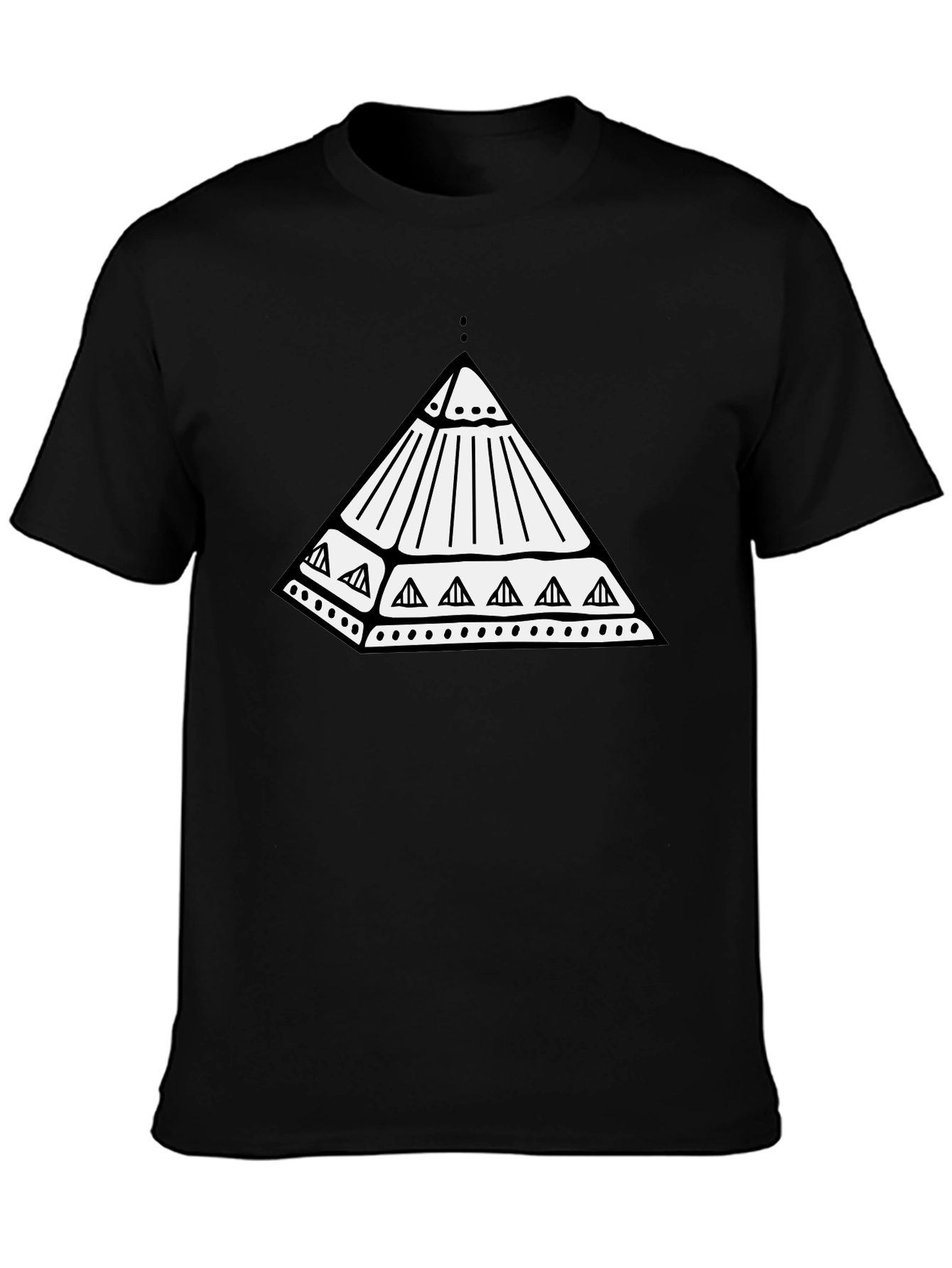 Geometric Pyramid Graphic Black T-Shirt