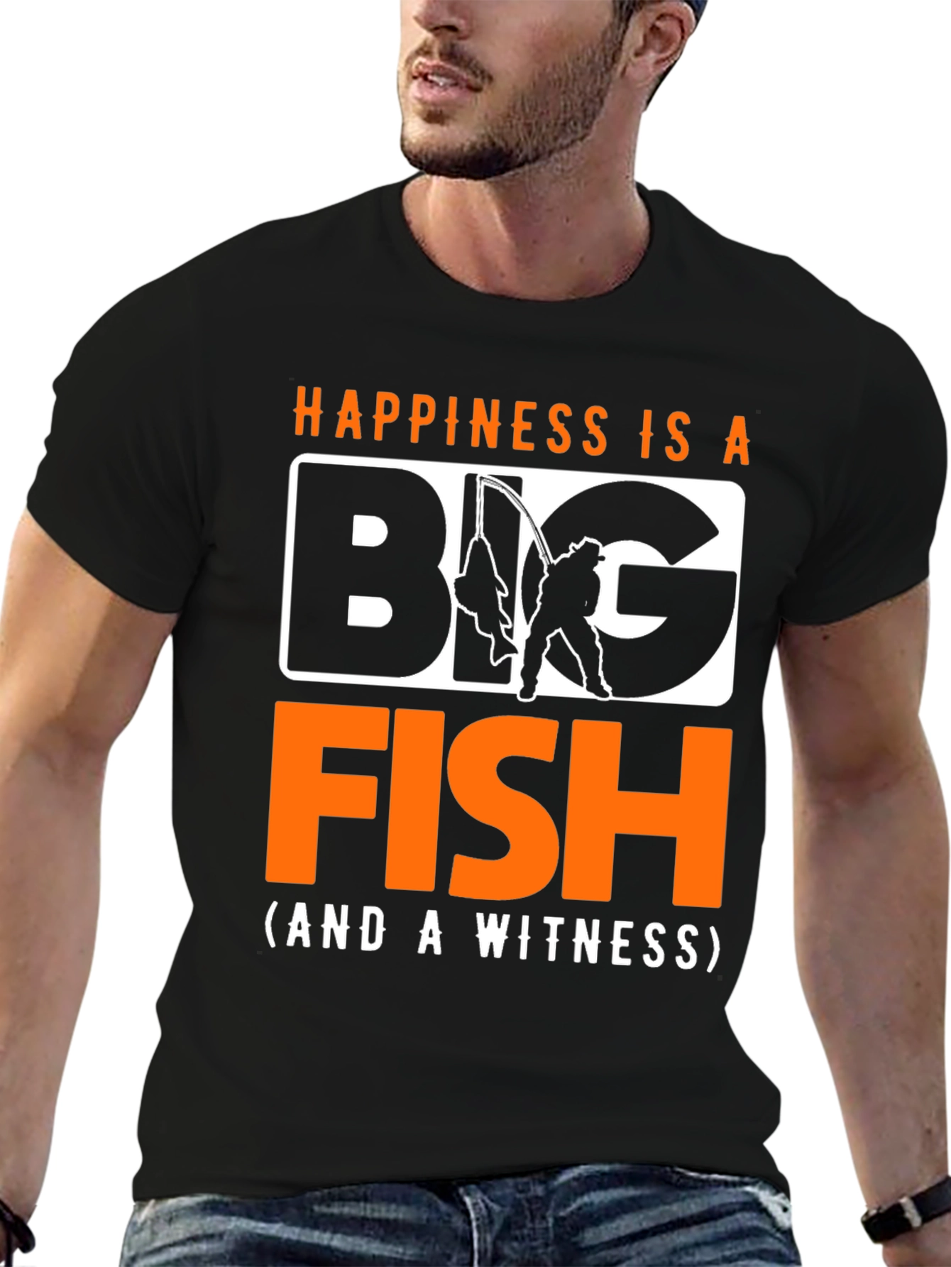 Happiness Is A Big Fish T-Shirt Fishing Fisherman