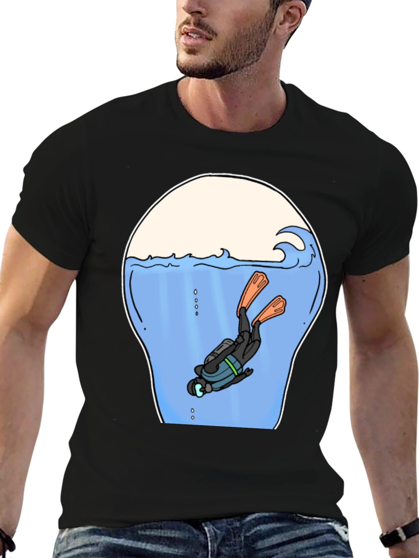 Diver in Ocean Graphic T-Shirt