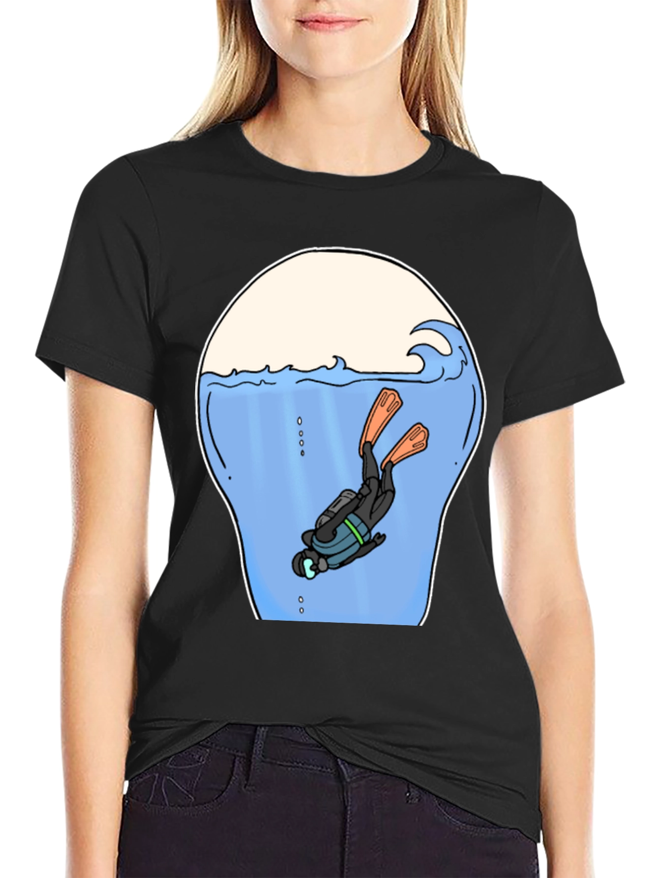 Diver in Ocean Graphic T-Shirt