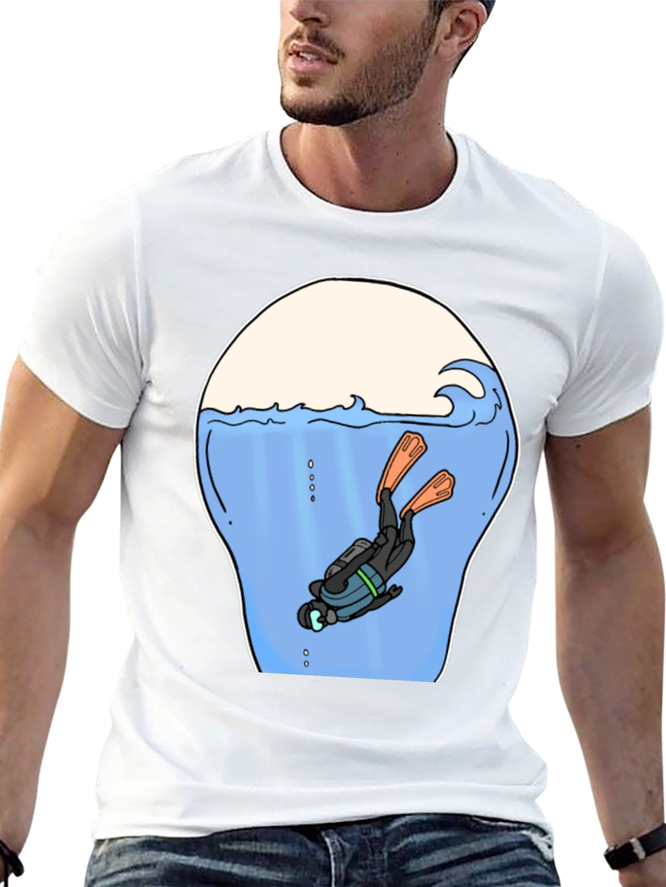 Diver in Ocean Graphic T-Shirt