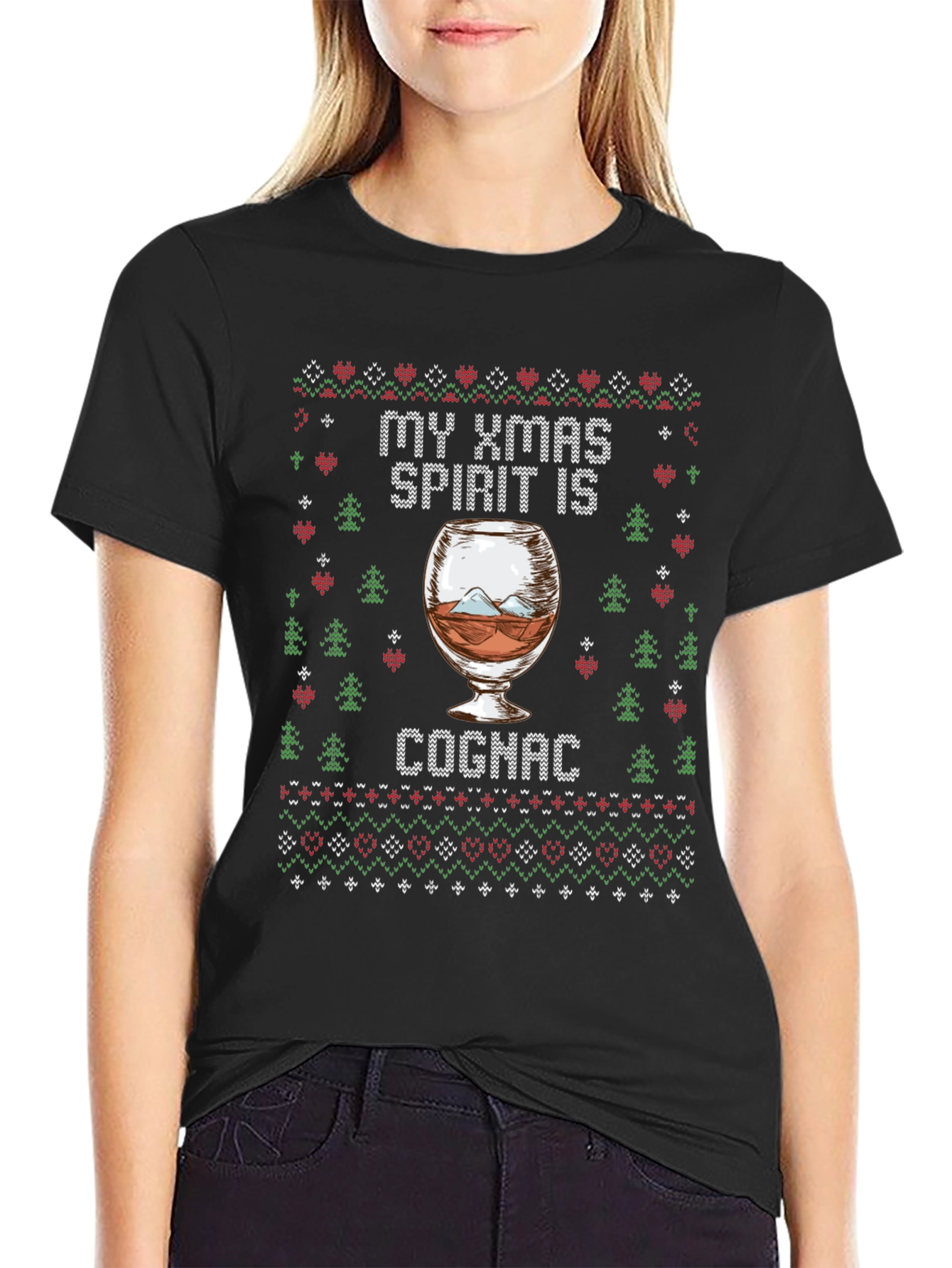 My Xmas Spirit Is Cognac Ugly Christmas T-Shirt