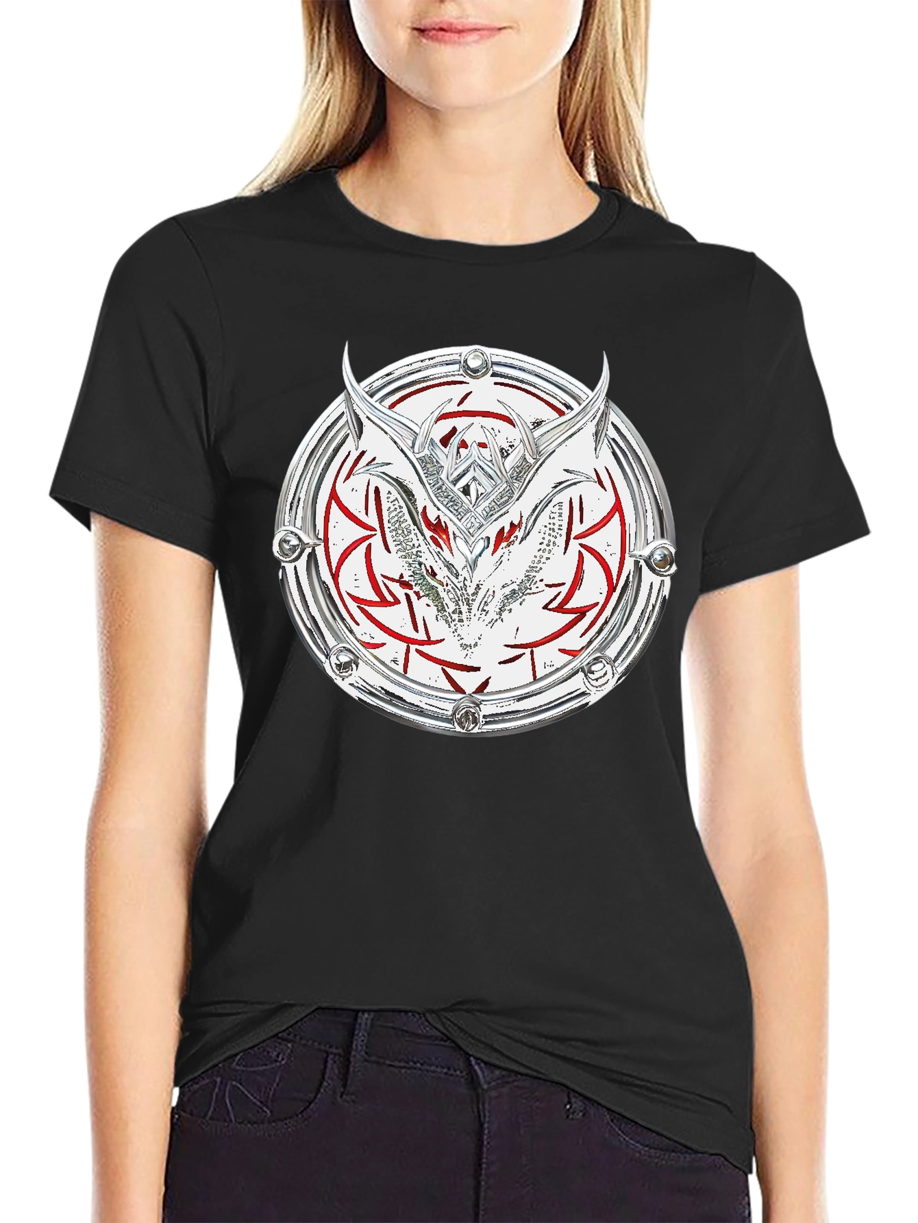 Dragon Shield Graphic Tee - Black Cotton Blend
